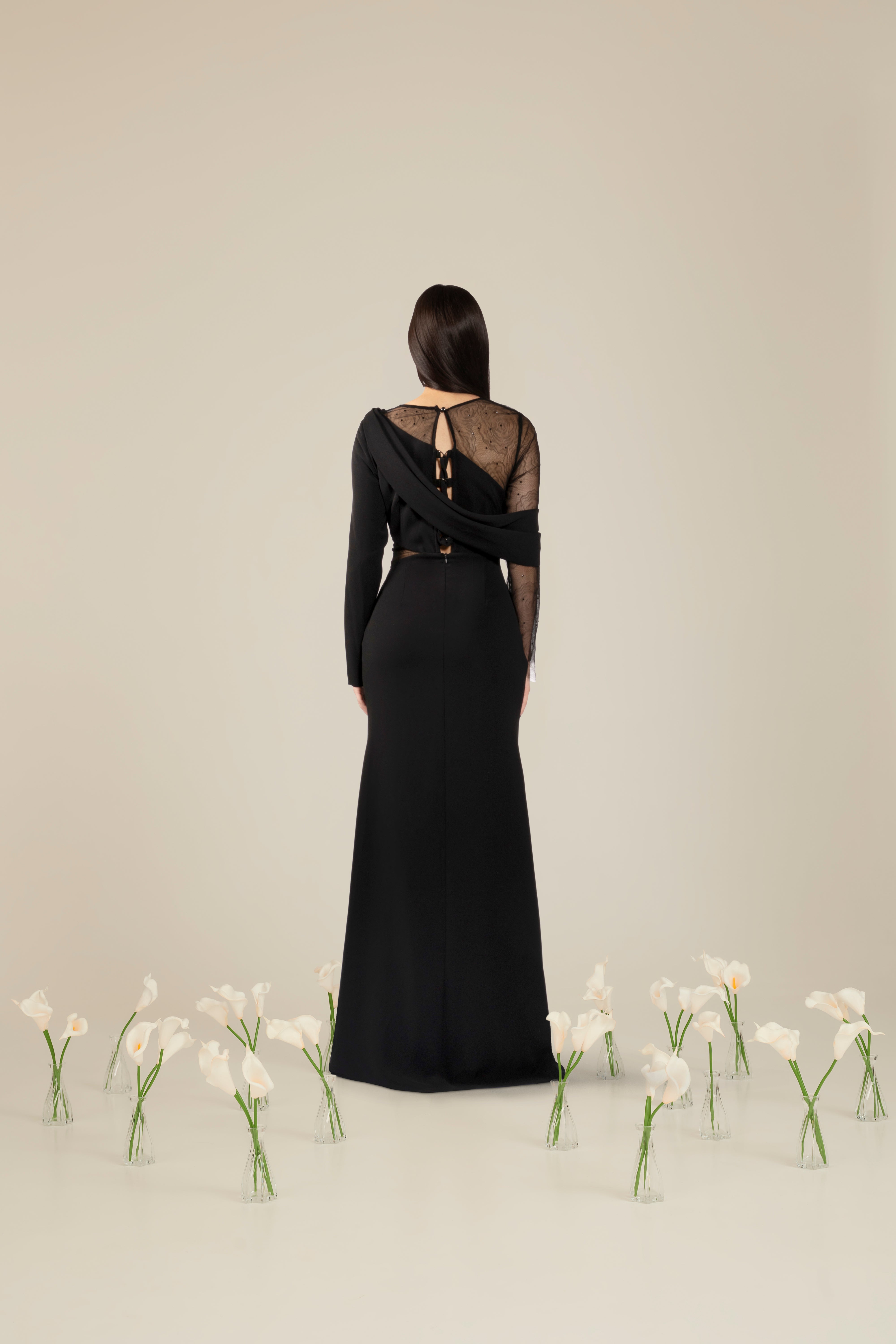 Rochie eleganta cu insertii din dantela si guler sal Araftu Couture