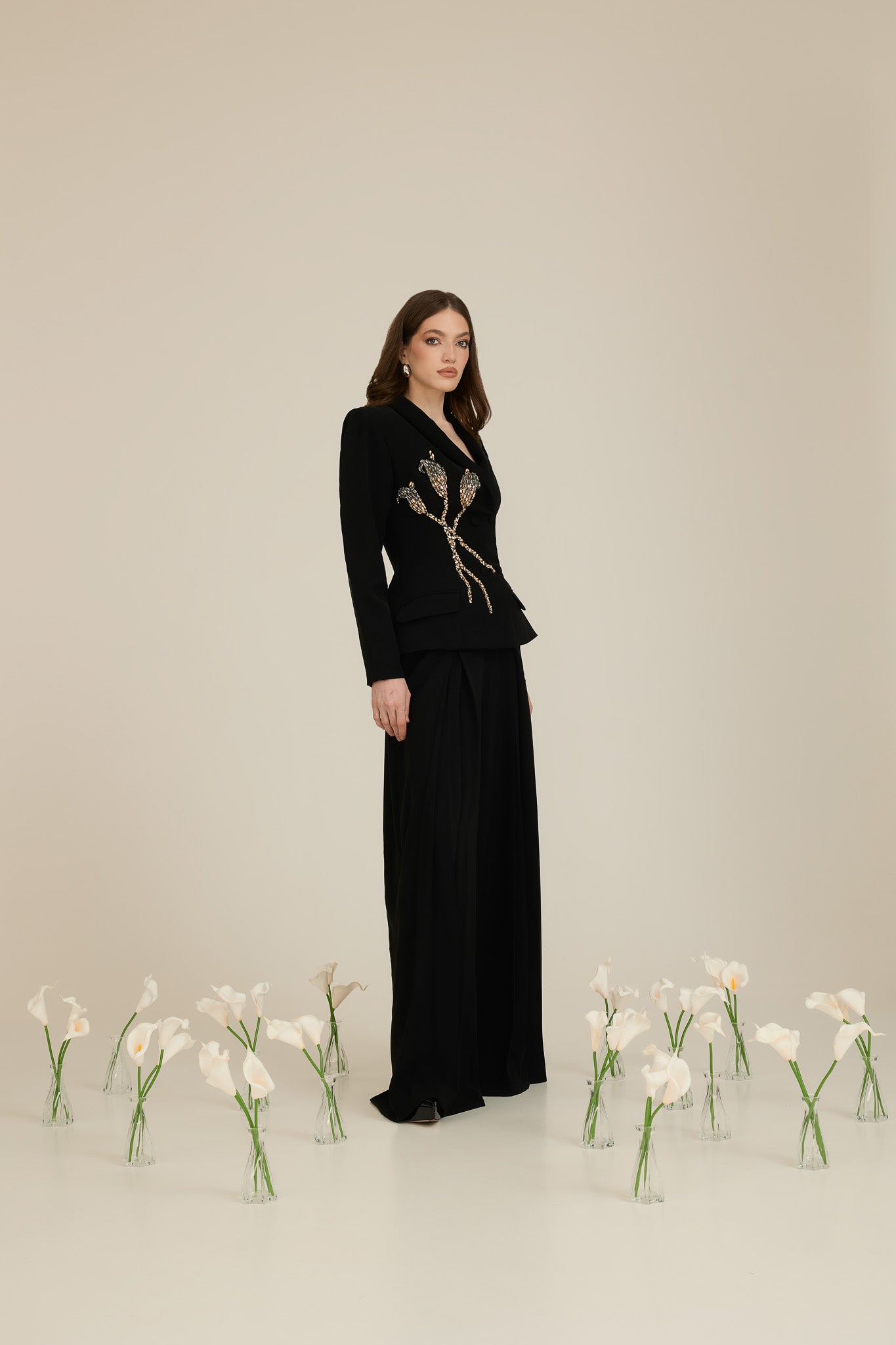 Wide-Leg Suit with Structured Shoulders