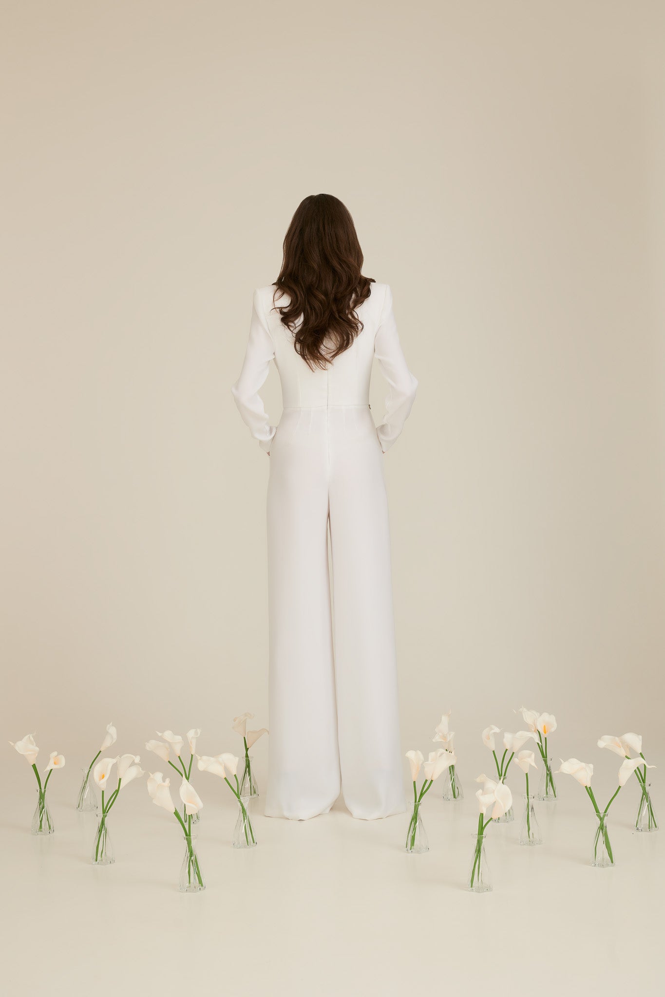 Crepe Jumpsuit with Extra-Wide Trousers and Ray Applied
