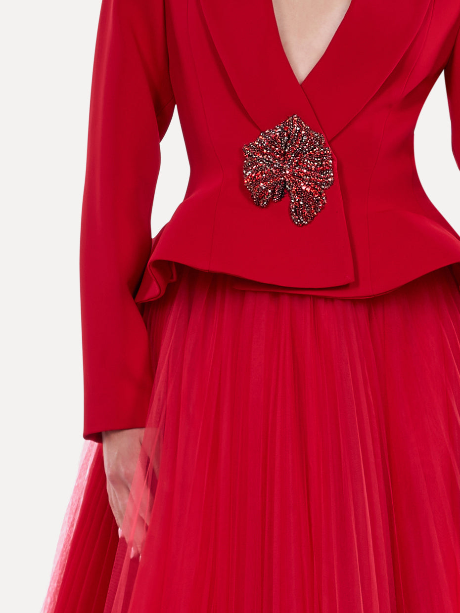 Costum cu sacou cambrat si fusta din tulle Araftu Couture