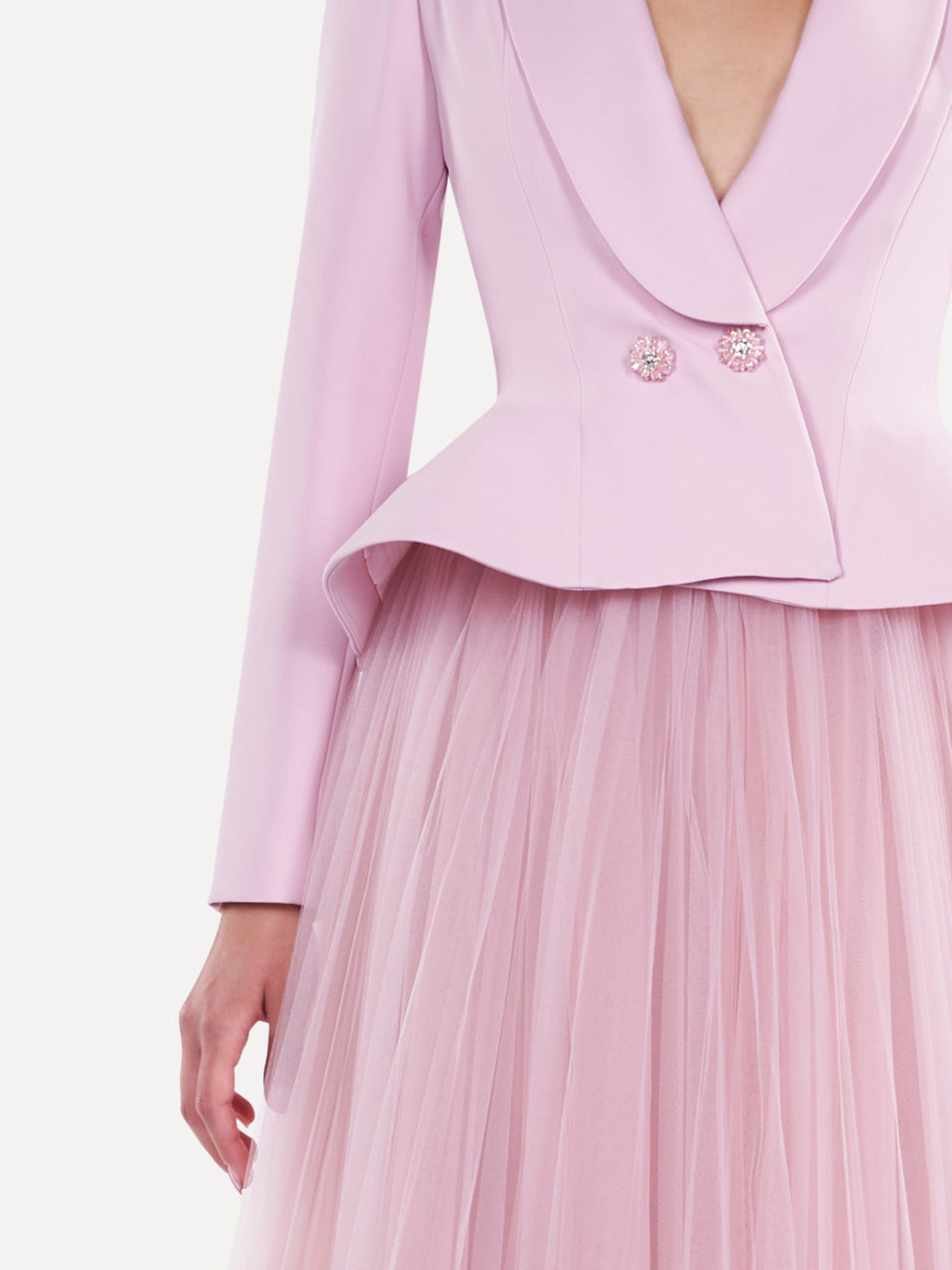 Costum elegant cu fusta midi din tulle Araftu Couture