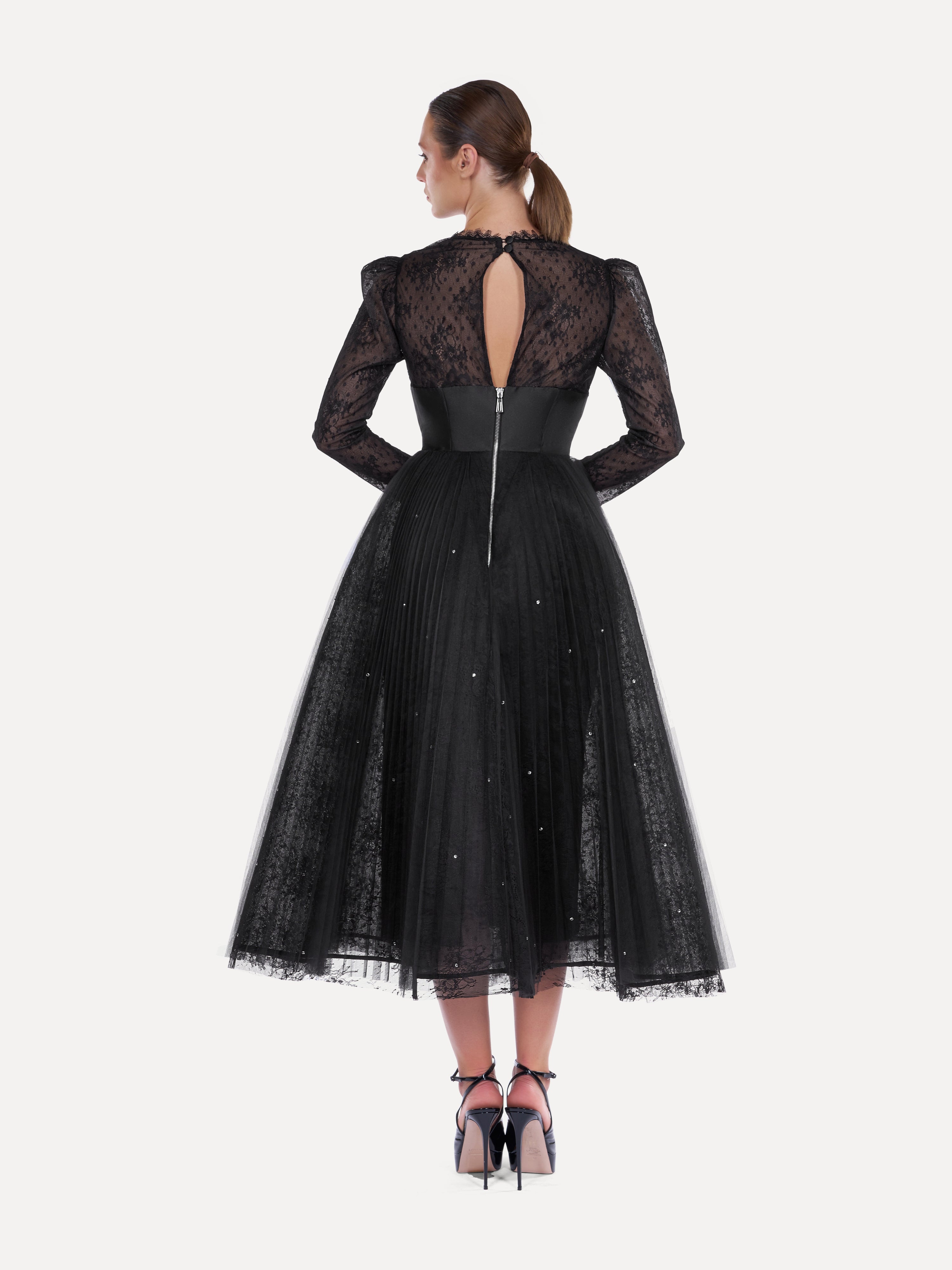 Rochie midi din dantela si cristale Araftu Couture