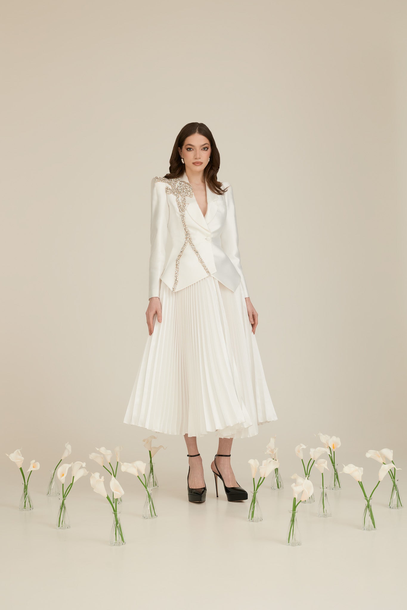 Peplum Jacket with Water Lily Stone Detail