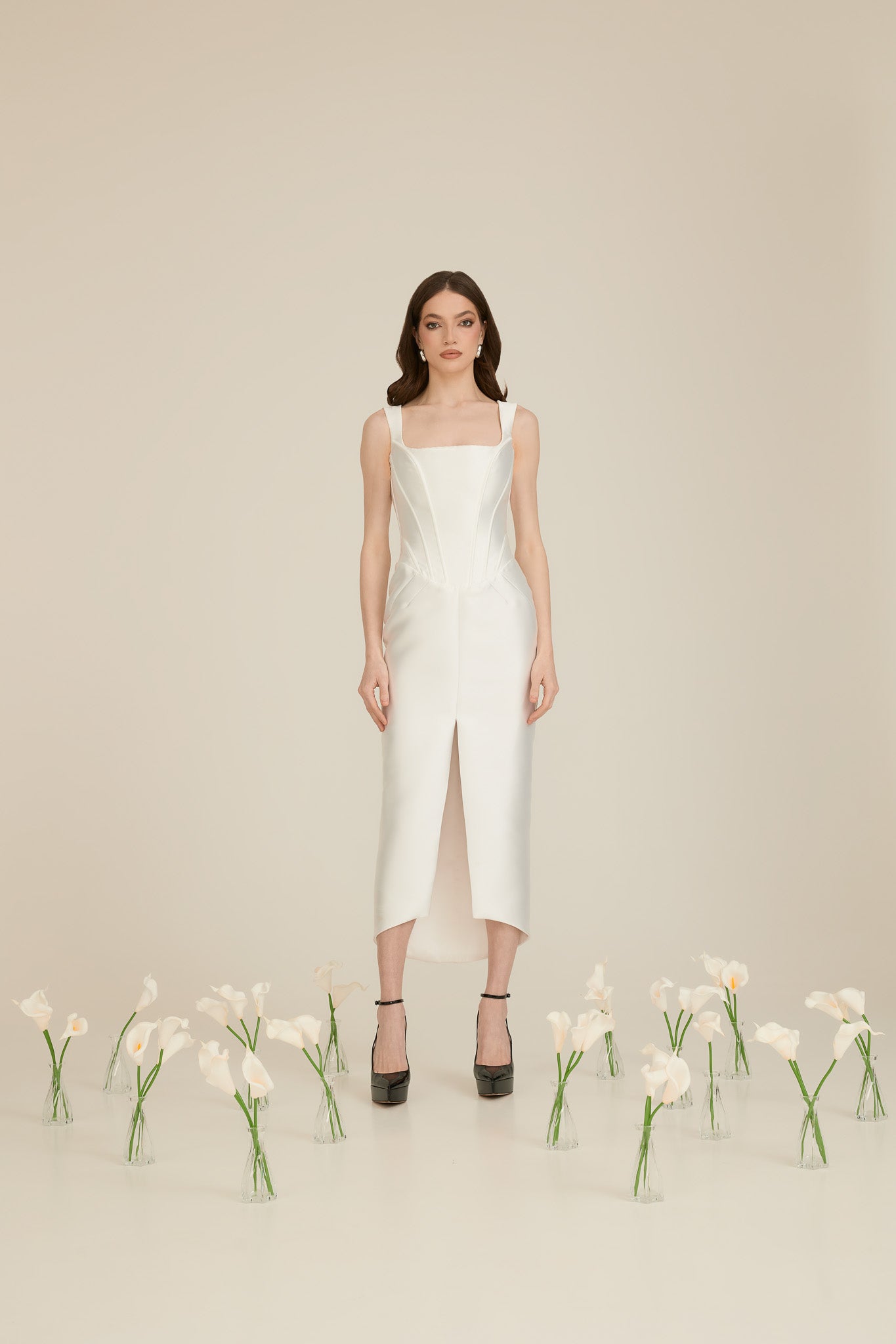 Midi Dress with Retro Corset - Araftu Couture Midi Dress with Retro Corset - Araftu Couture