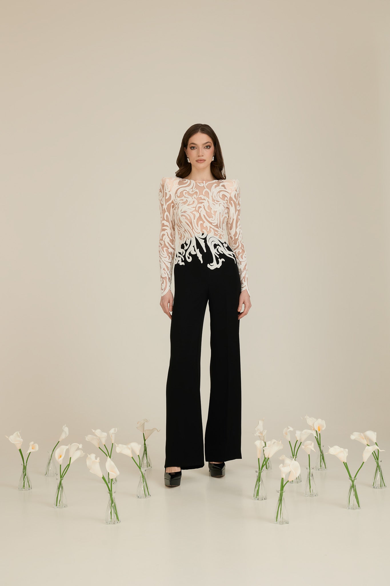 Jumpsuit with Asymmetric Embroidery