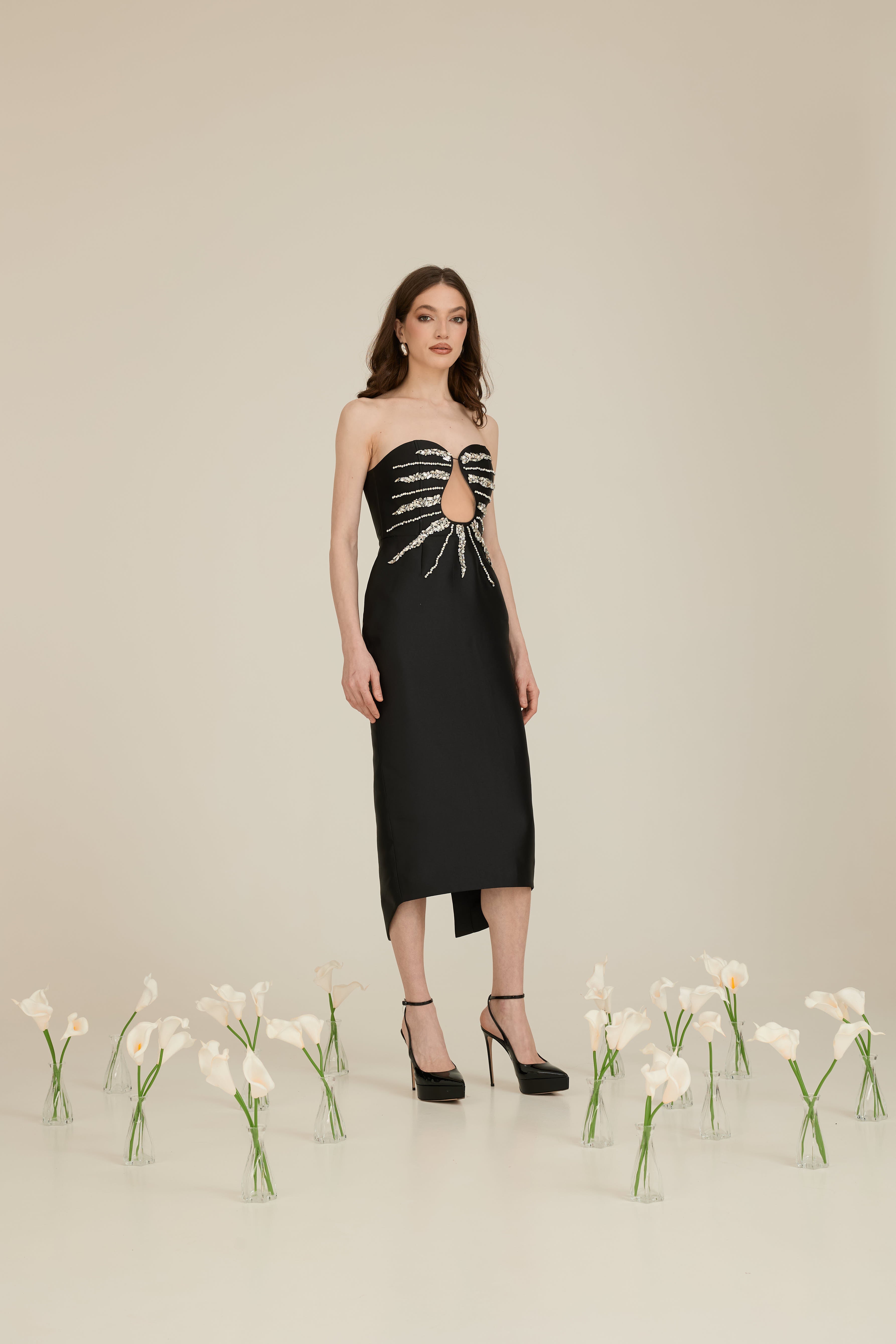 Rochie Midi cu Aplicatie Raze Araftu Couture