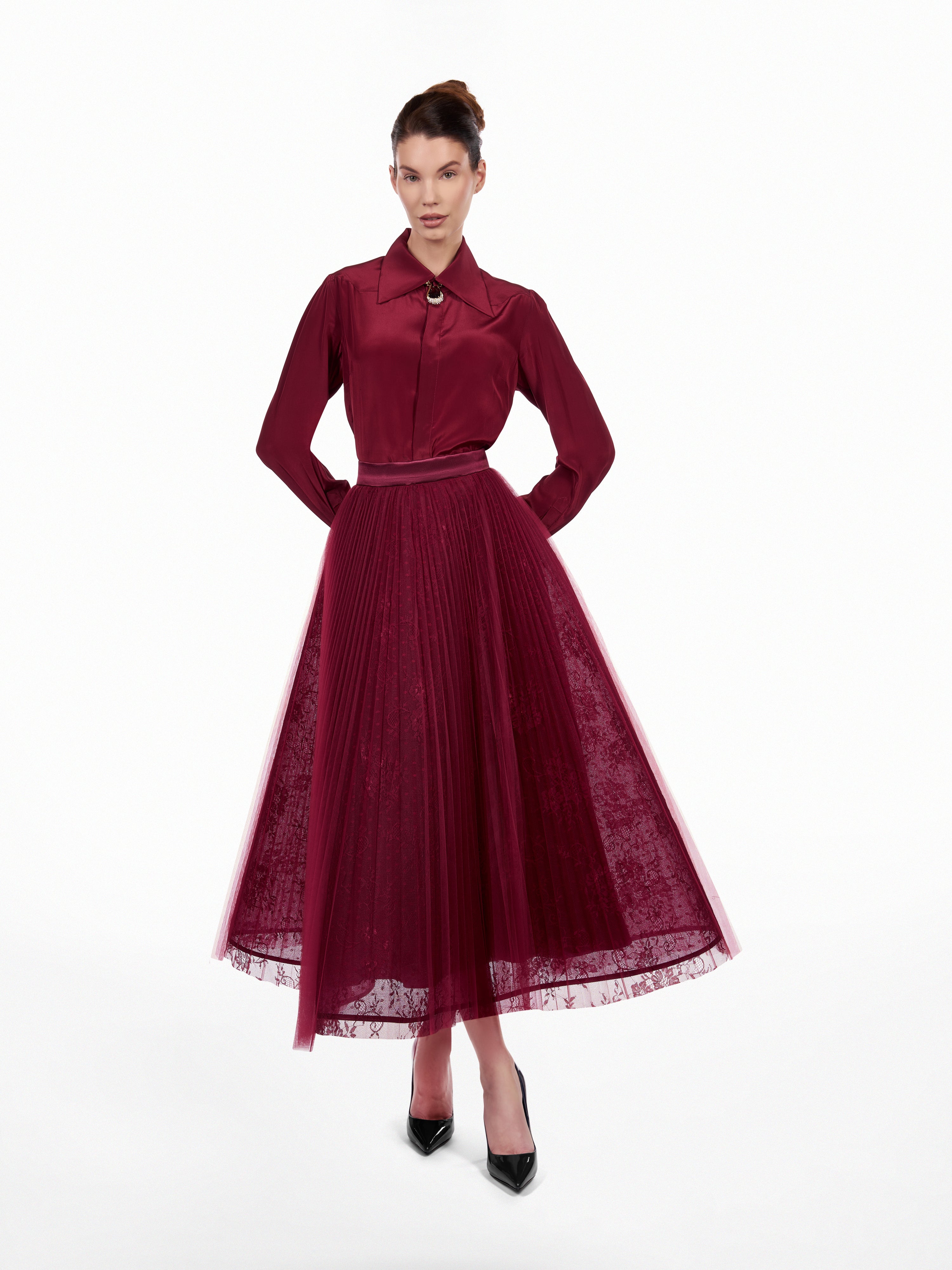 Fusta solata din dantela Araftu Couture