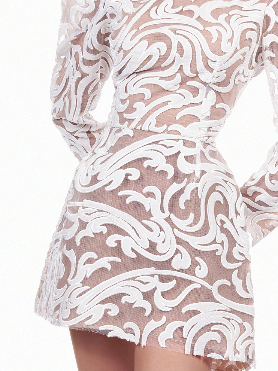 Rochie mini din catifea cu maneci bufante Araftu Couture