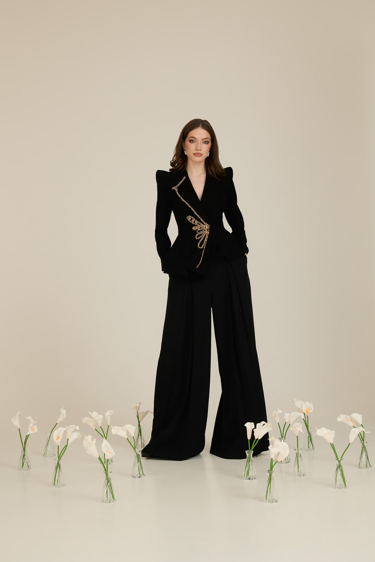 Peplum Blazer with Butterfly Applique - Araftu Couture