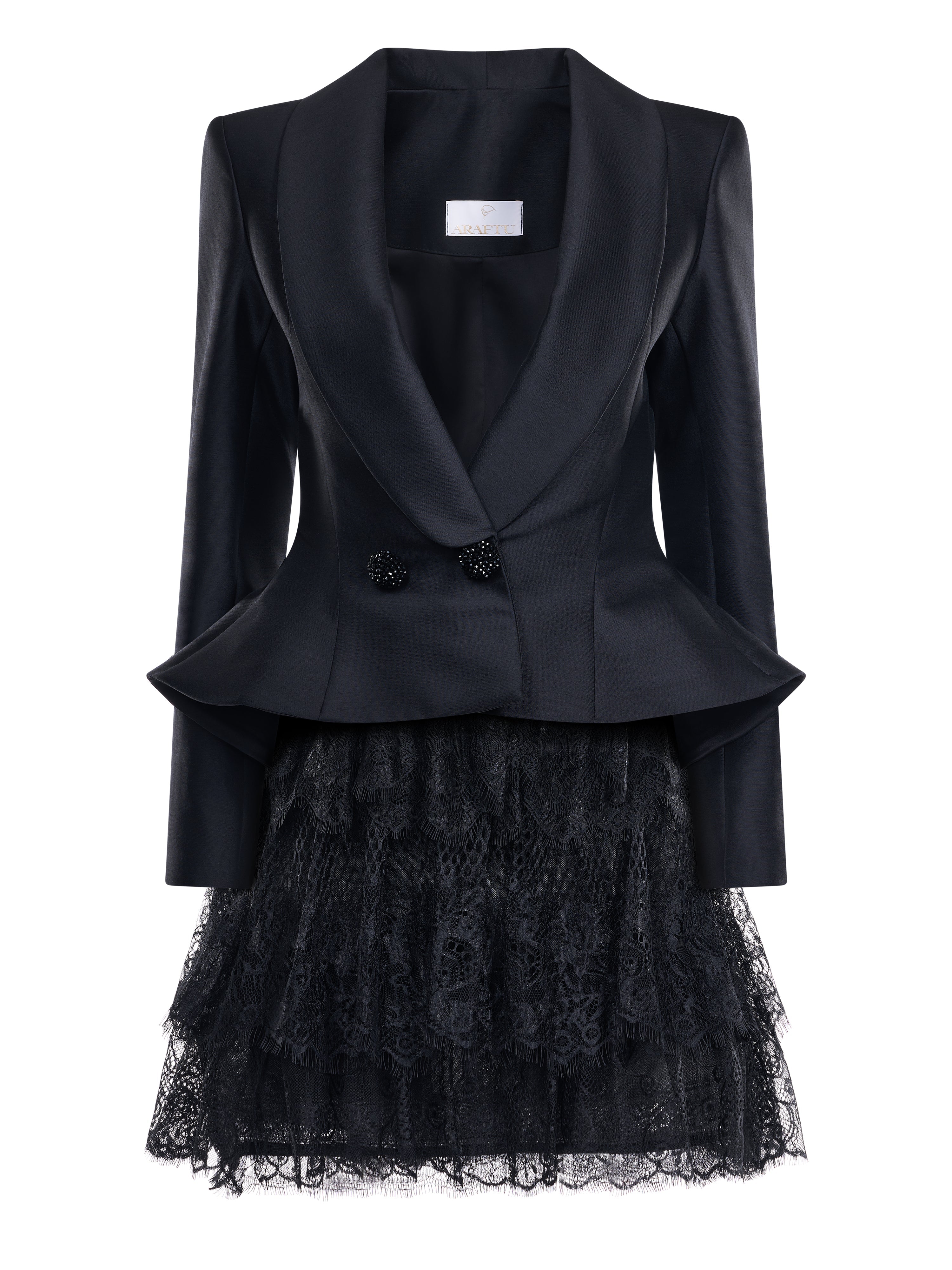 Costum cu fustă mini din dantelă Araftu Couture