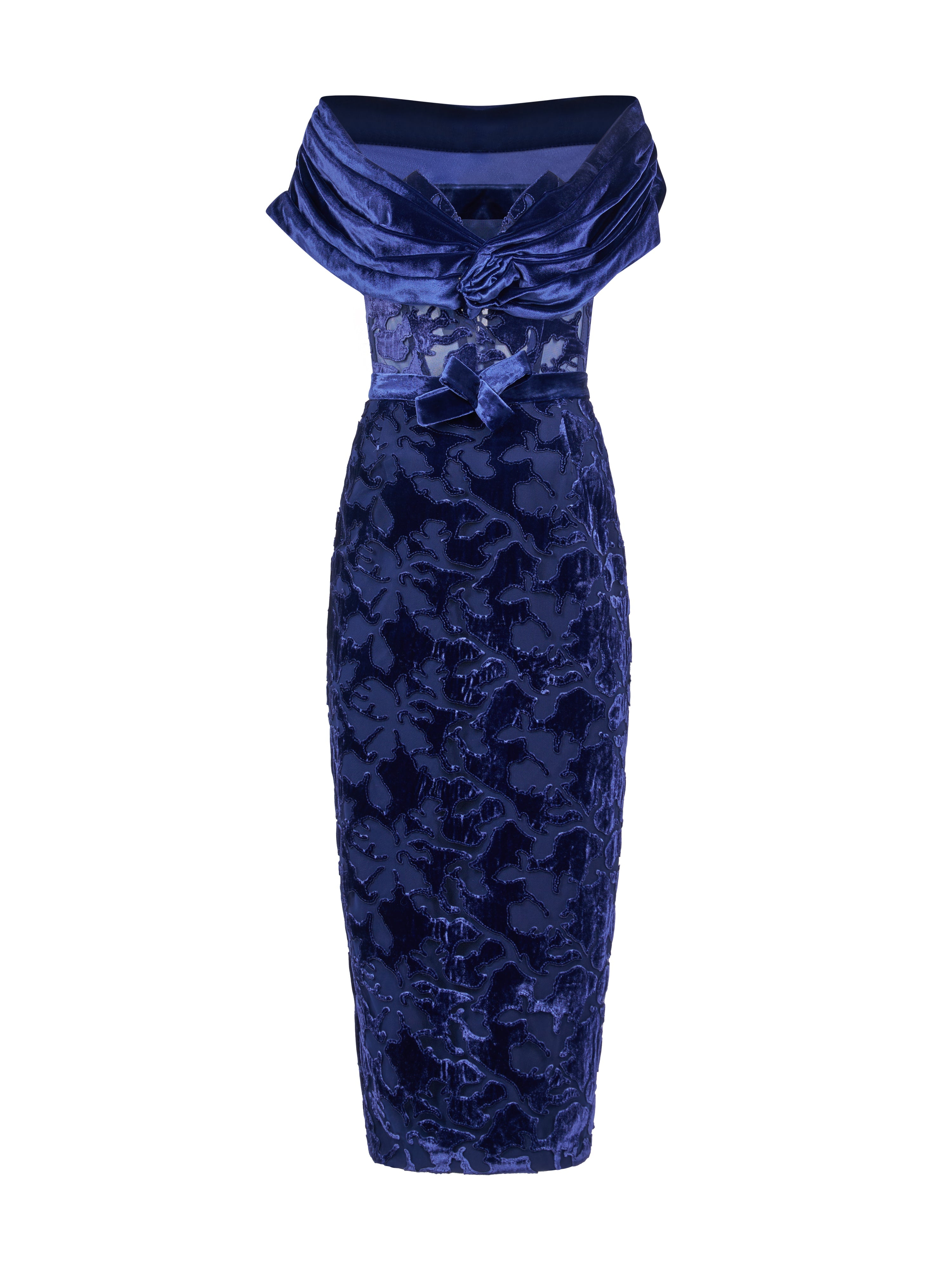 Rochie midi pe umeri din catifea Araftu Couture