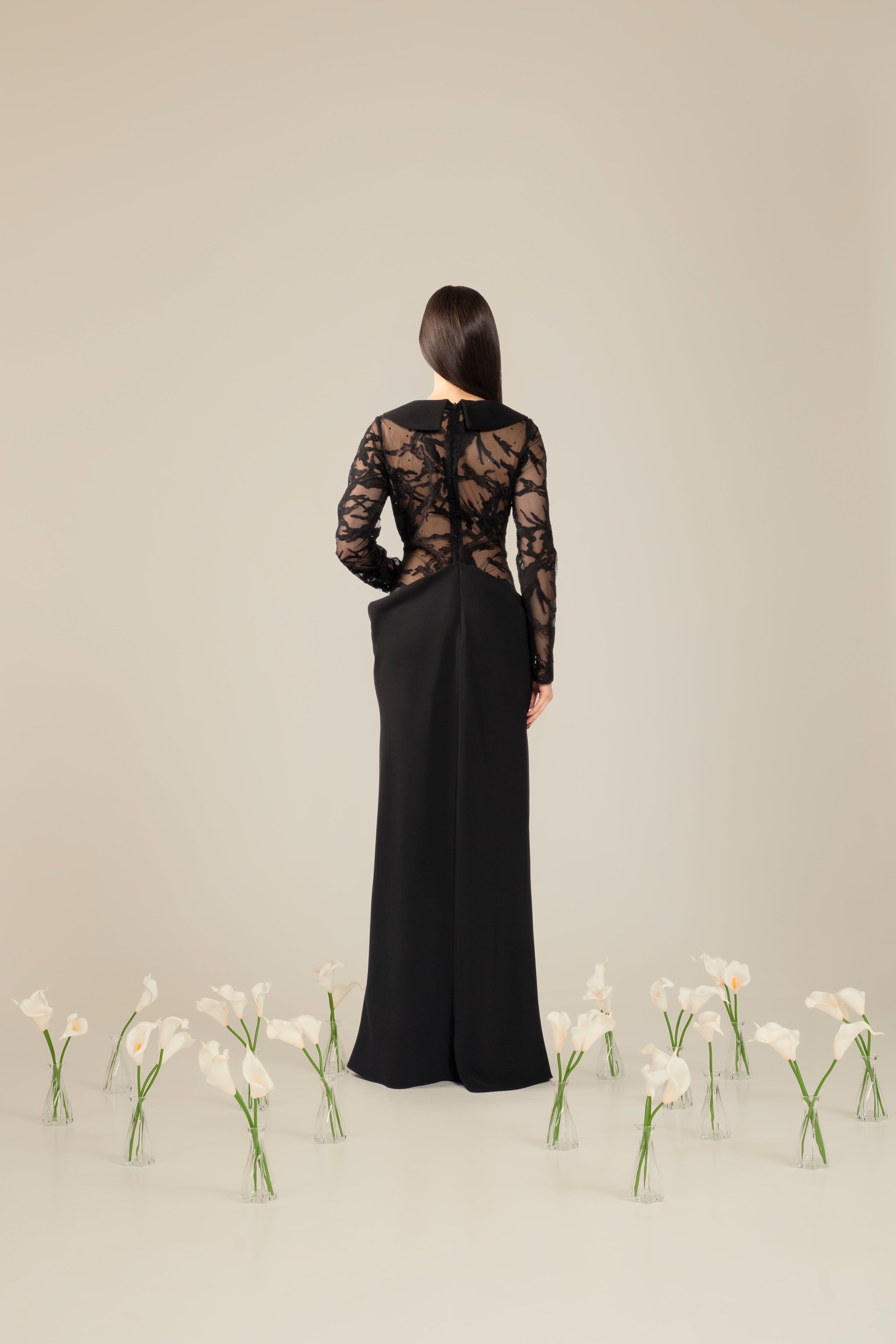 Rochie de seara cu dantela si falduri laterale Araftu Couture