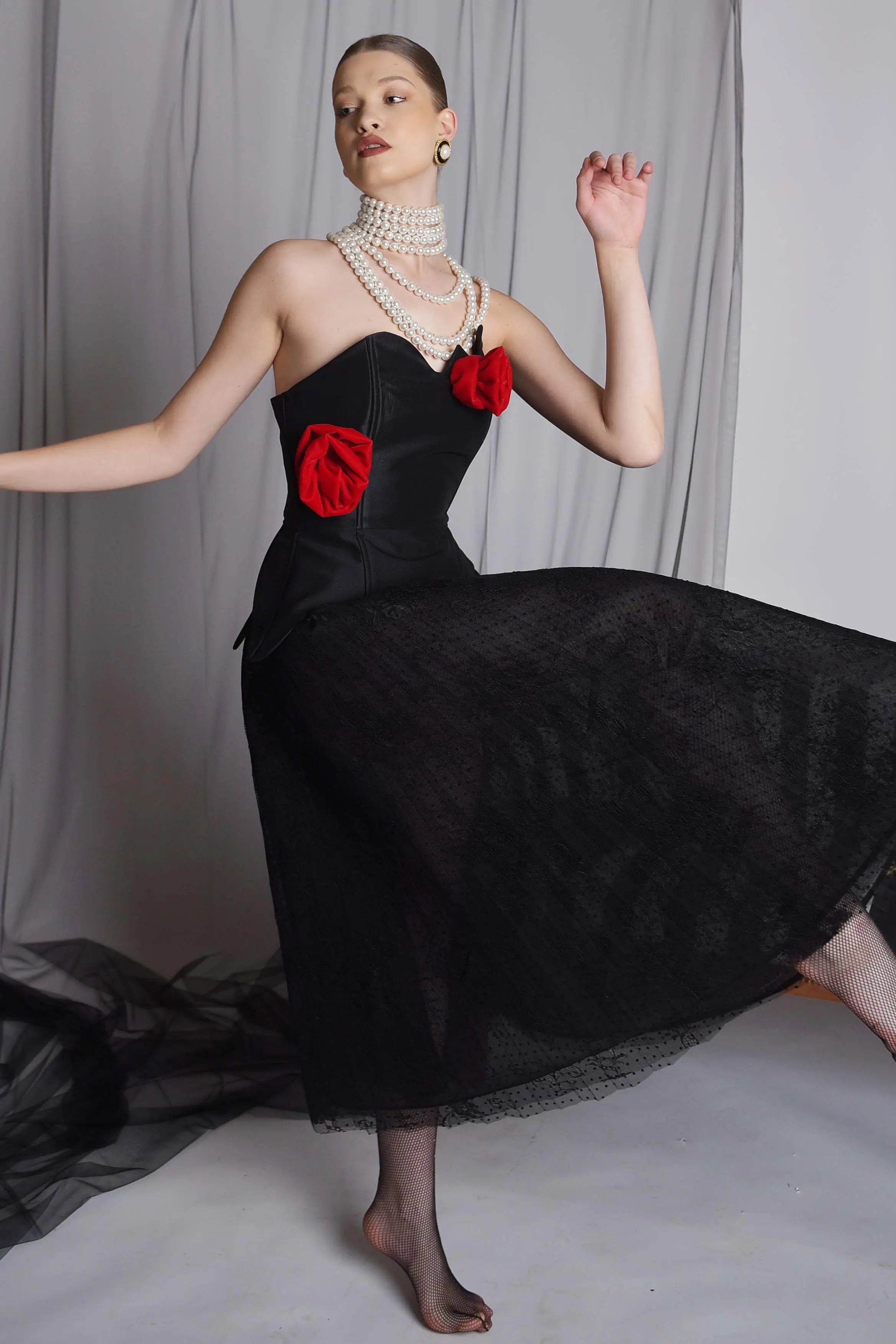Corset cu trandafiri de catifea Araftu Couture