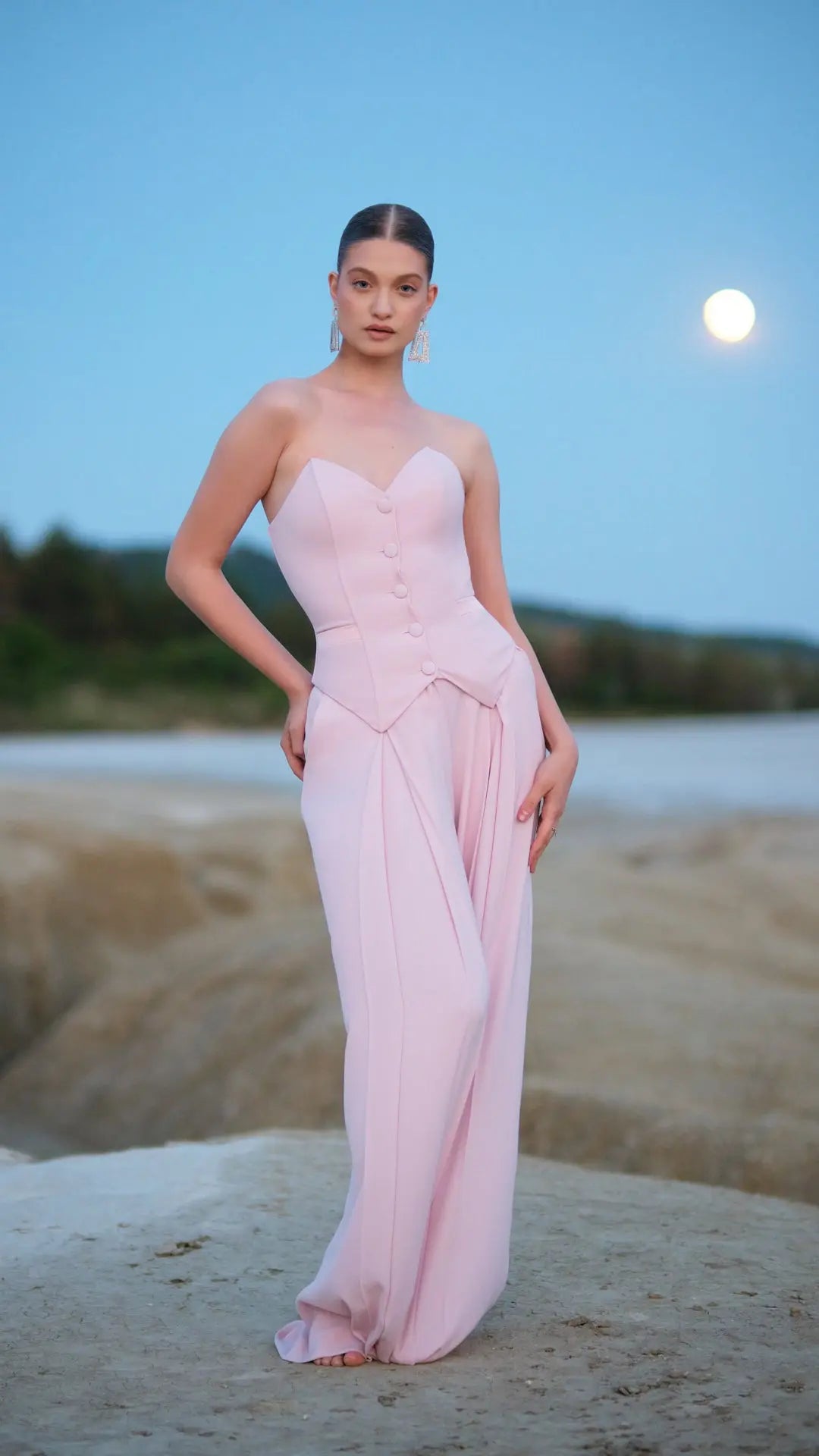 Costum elegant cu pantalon larg Araftu Couture