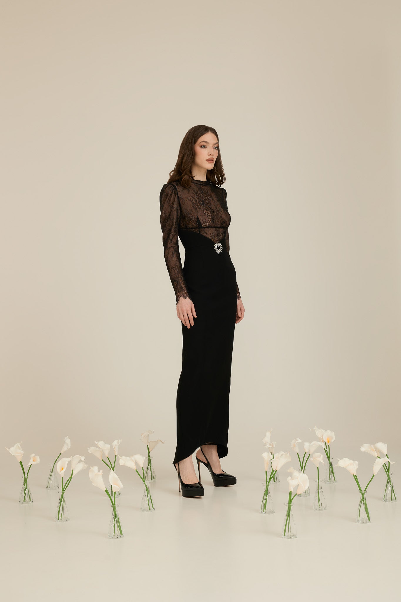 Midi Dress with Chantilly Lace