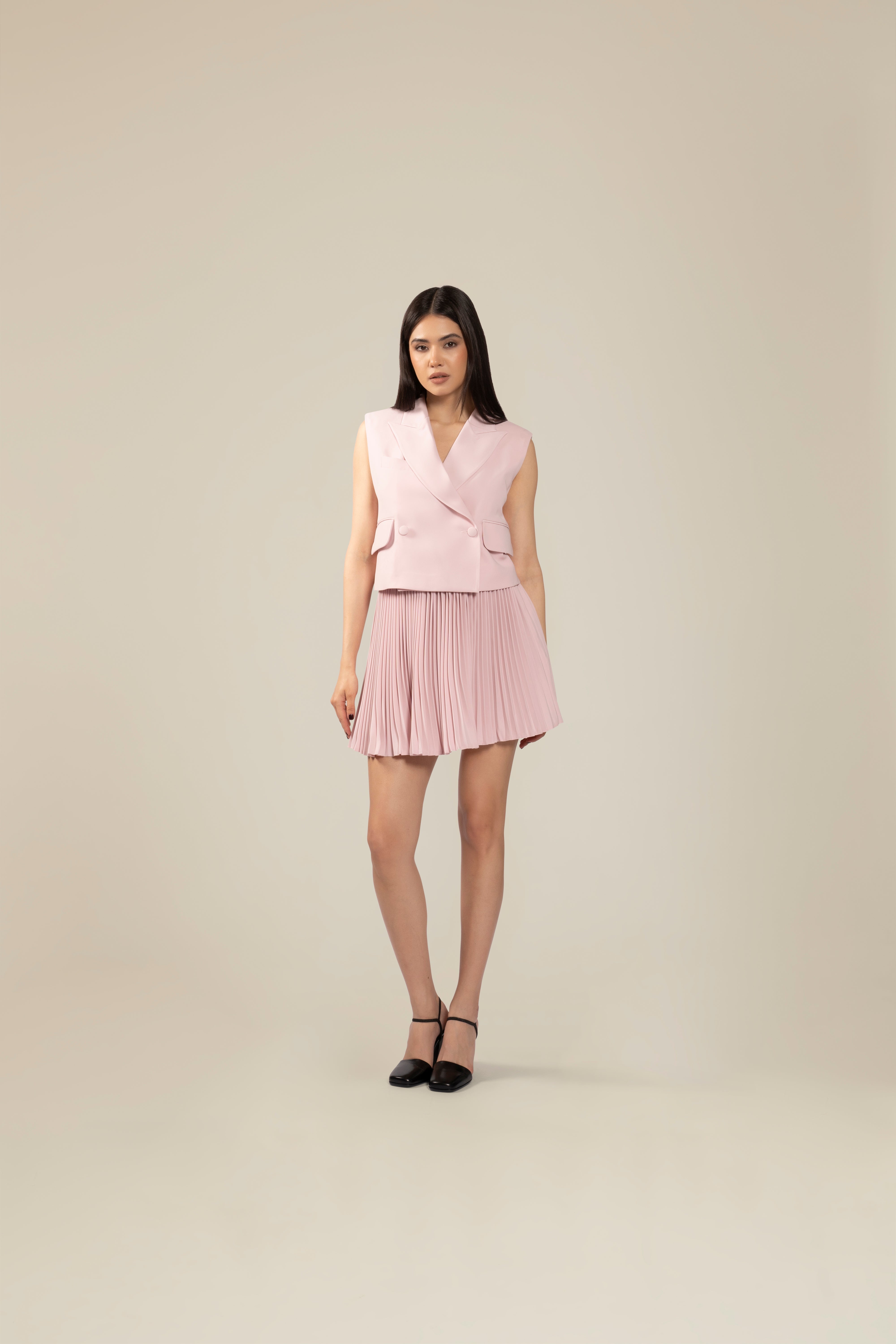 Costum casual cu fusta plisata Araftu Couture