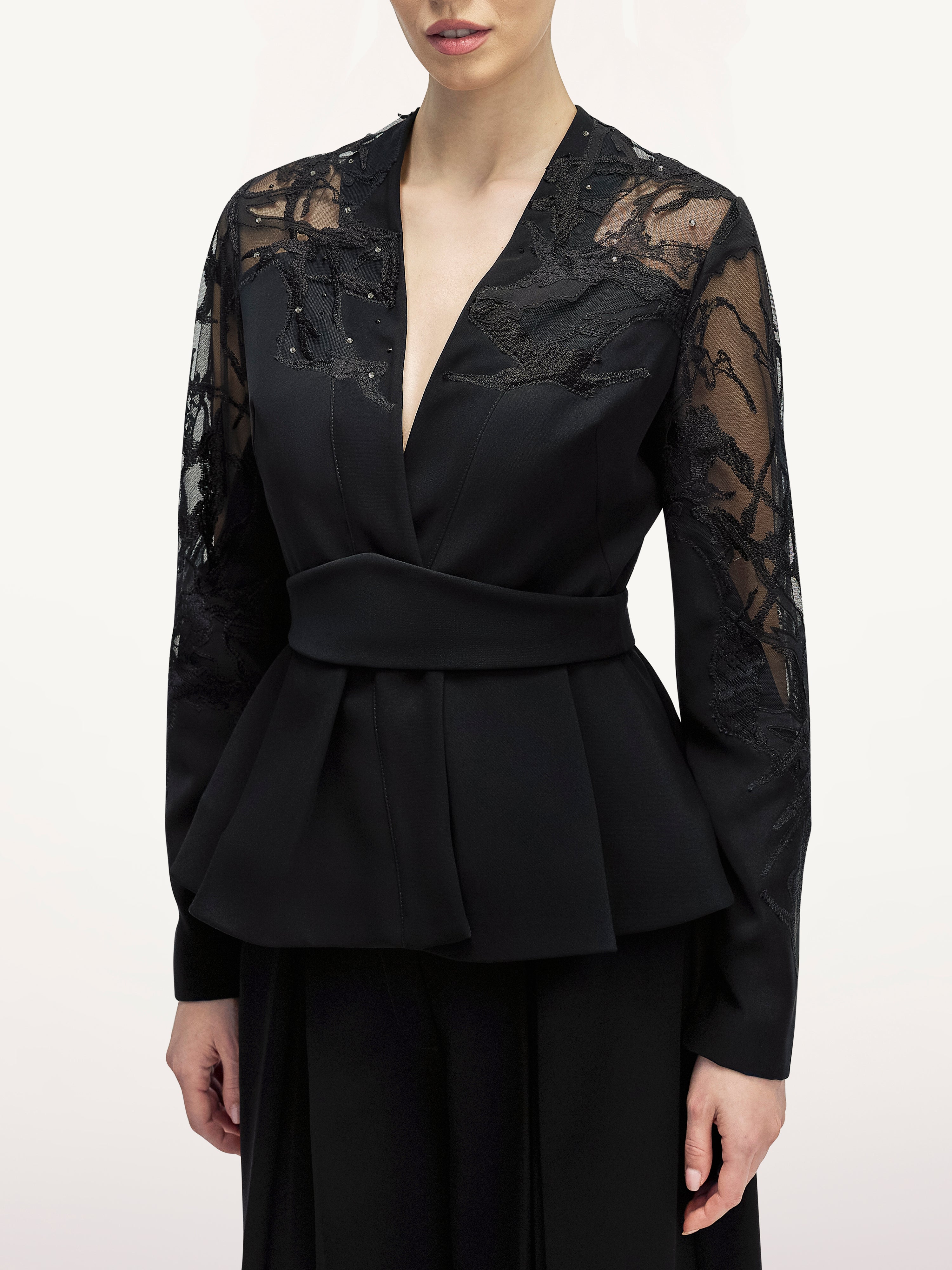 Costum cu Pantalon Palazzo si Sacou Petrecut Araftu Couture