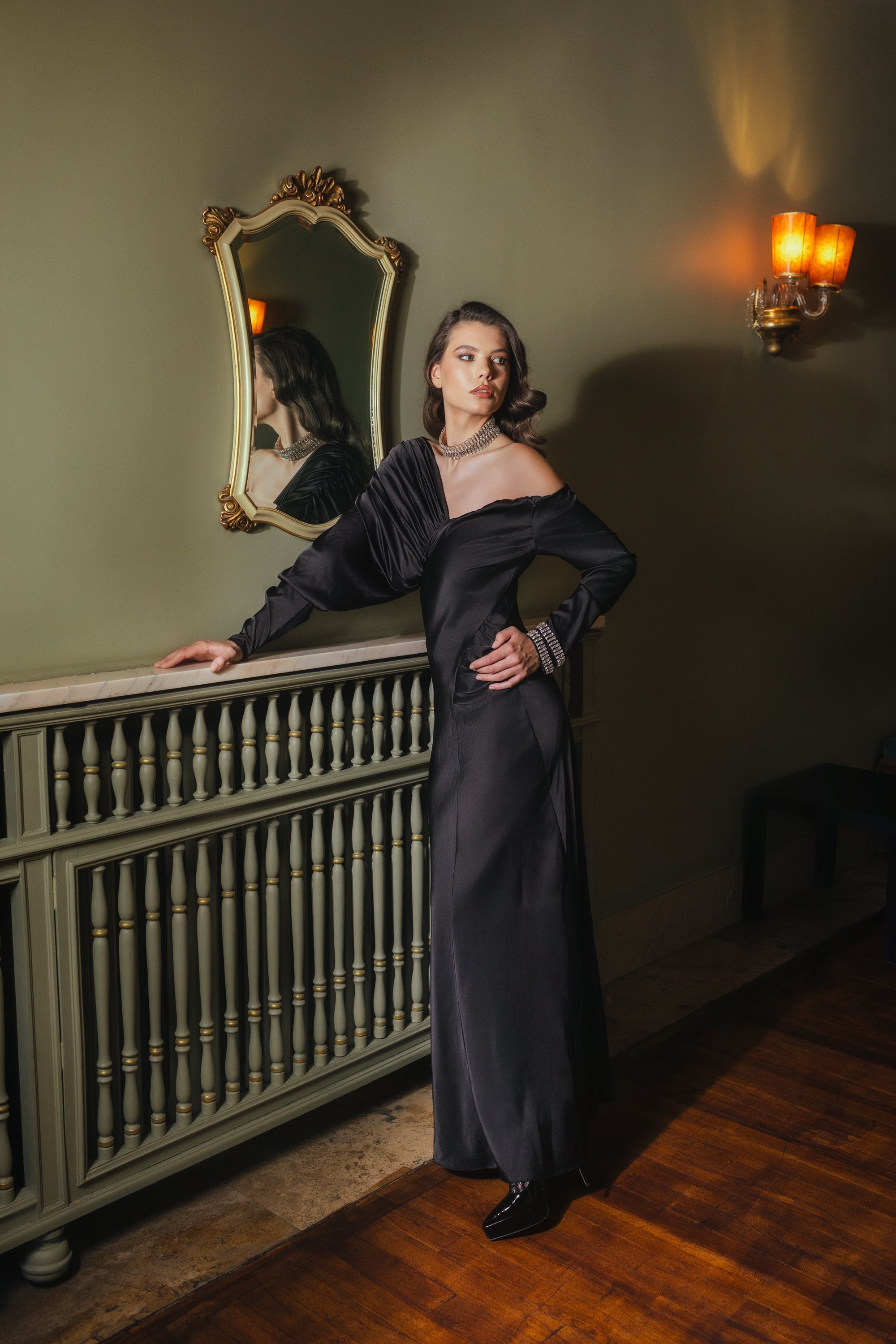 Rochie lunga cu umar cazut Araftu Couture