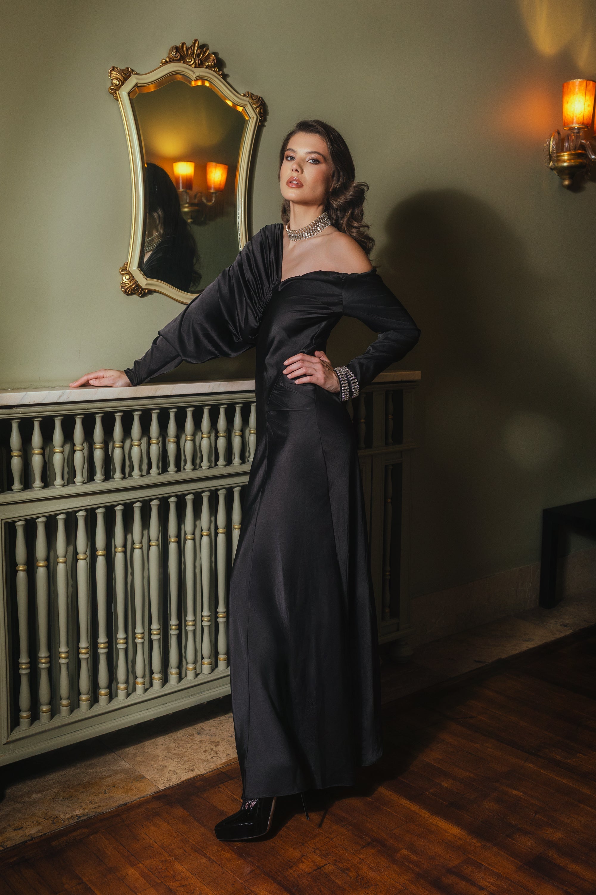 Rochie lunga cu umar cazut Araftu Couture