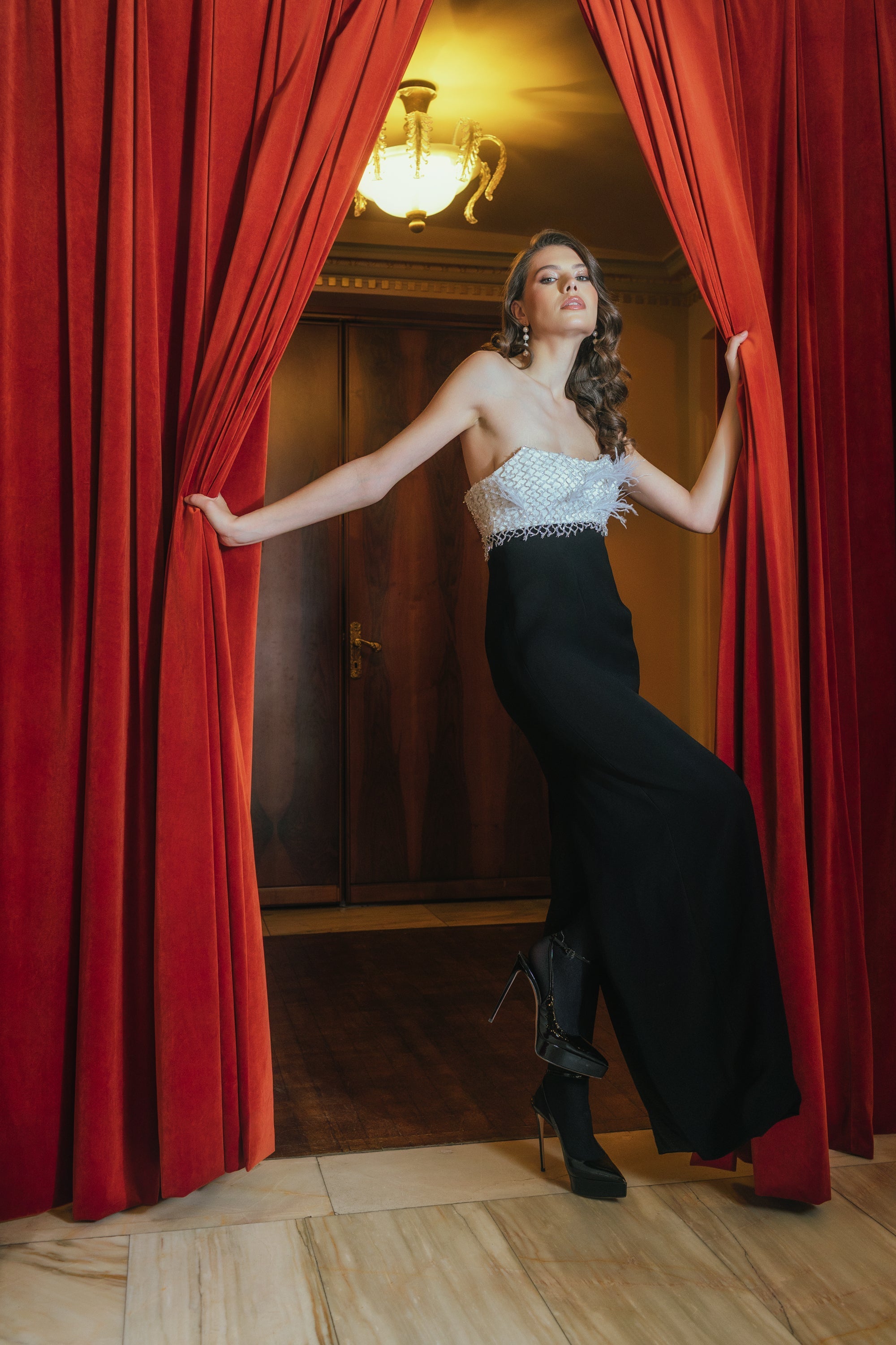 Rochie de seara cu dantela alba Araftu Couture