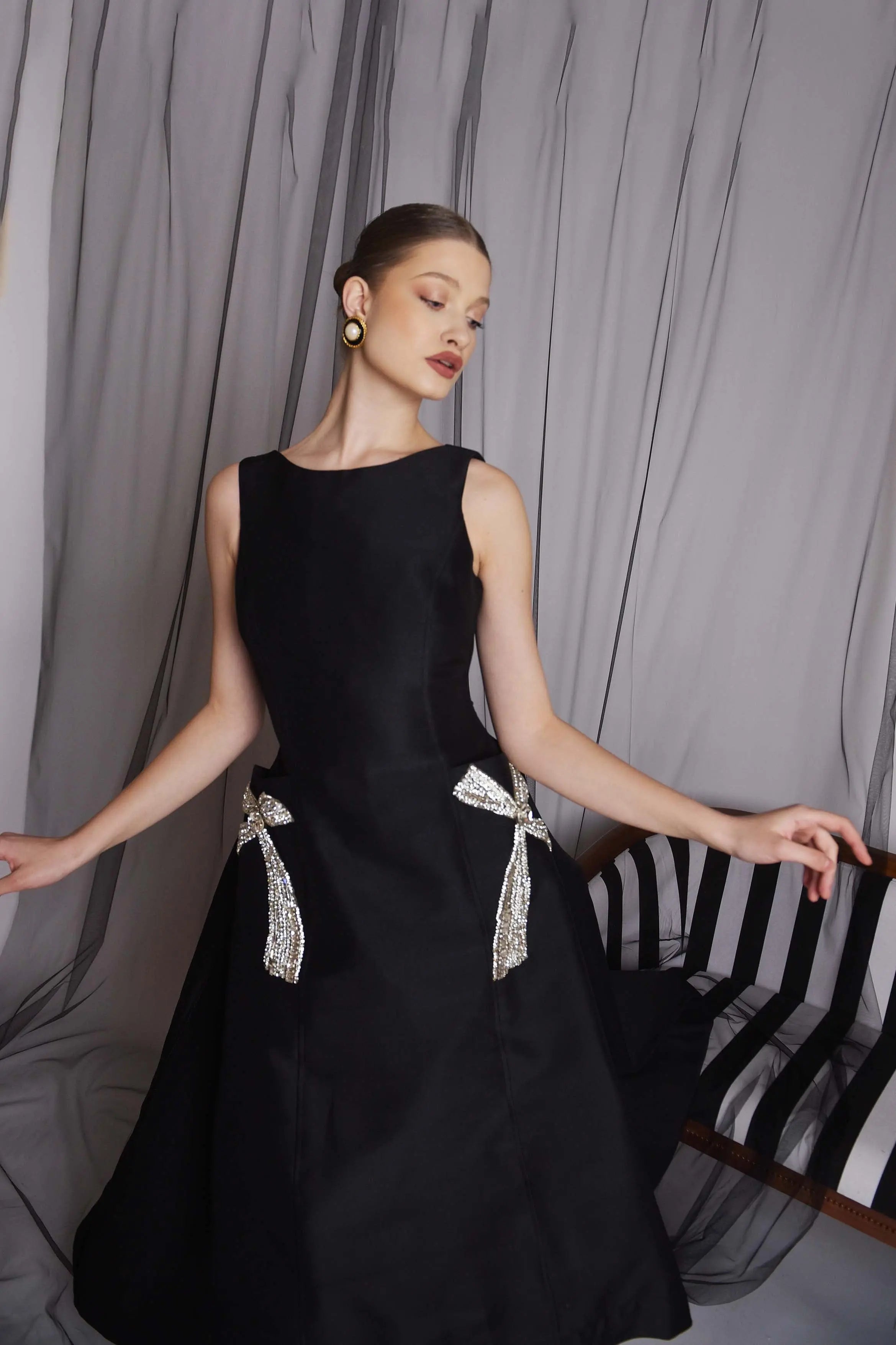 Rochie cu buzunare si funde aplicate Araftu Couture