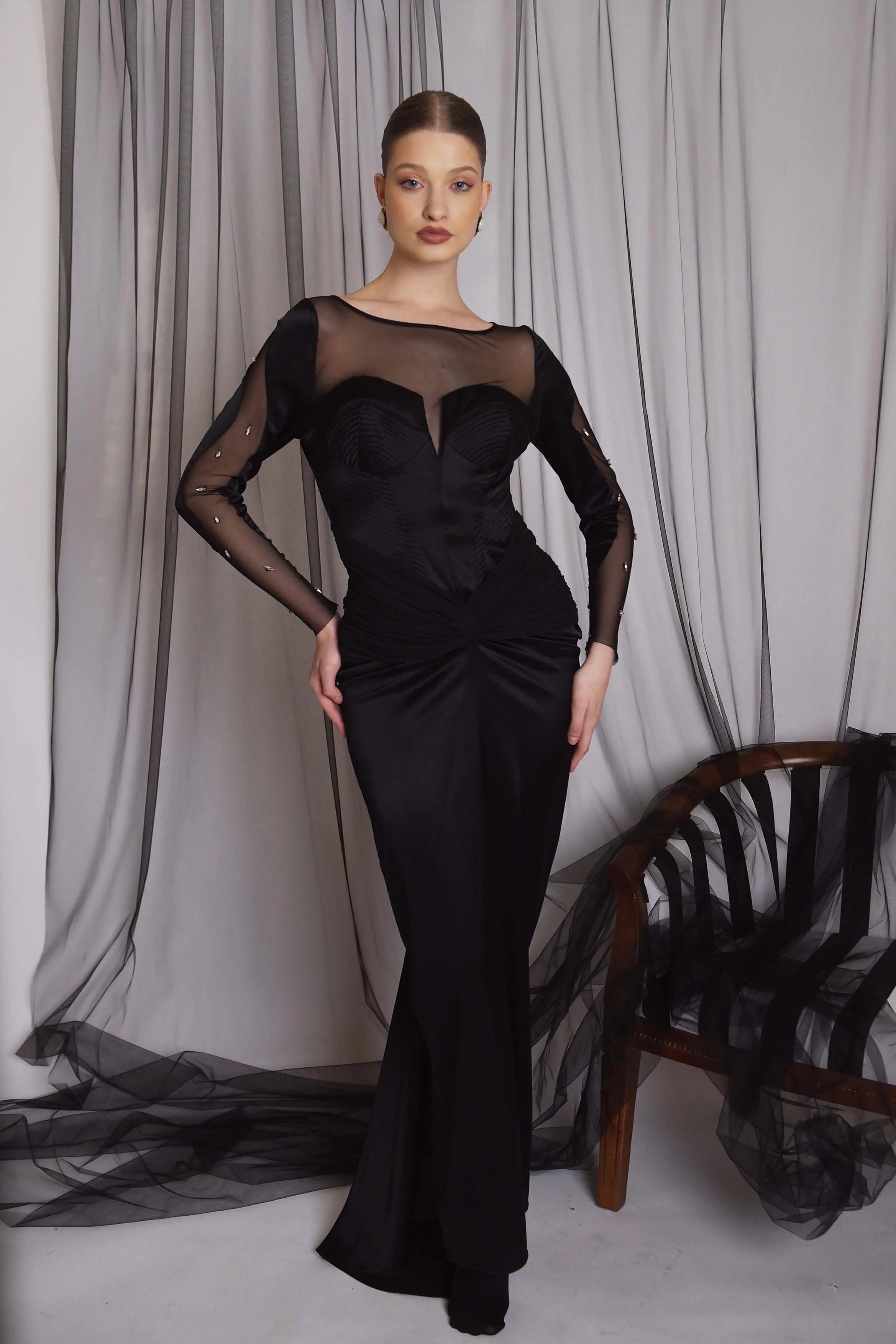 Rochie de seara cu trena si corset Araftu Couture