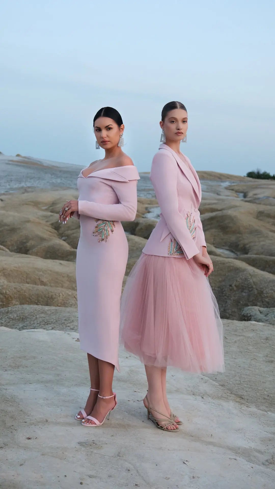 Rochie midi cu revere pe umeri Araftu Couture