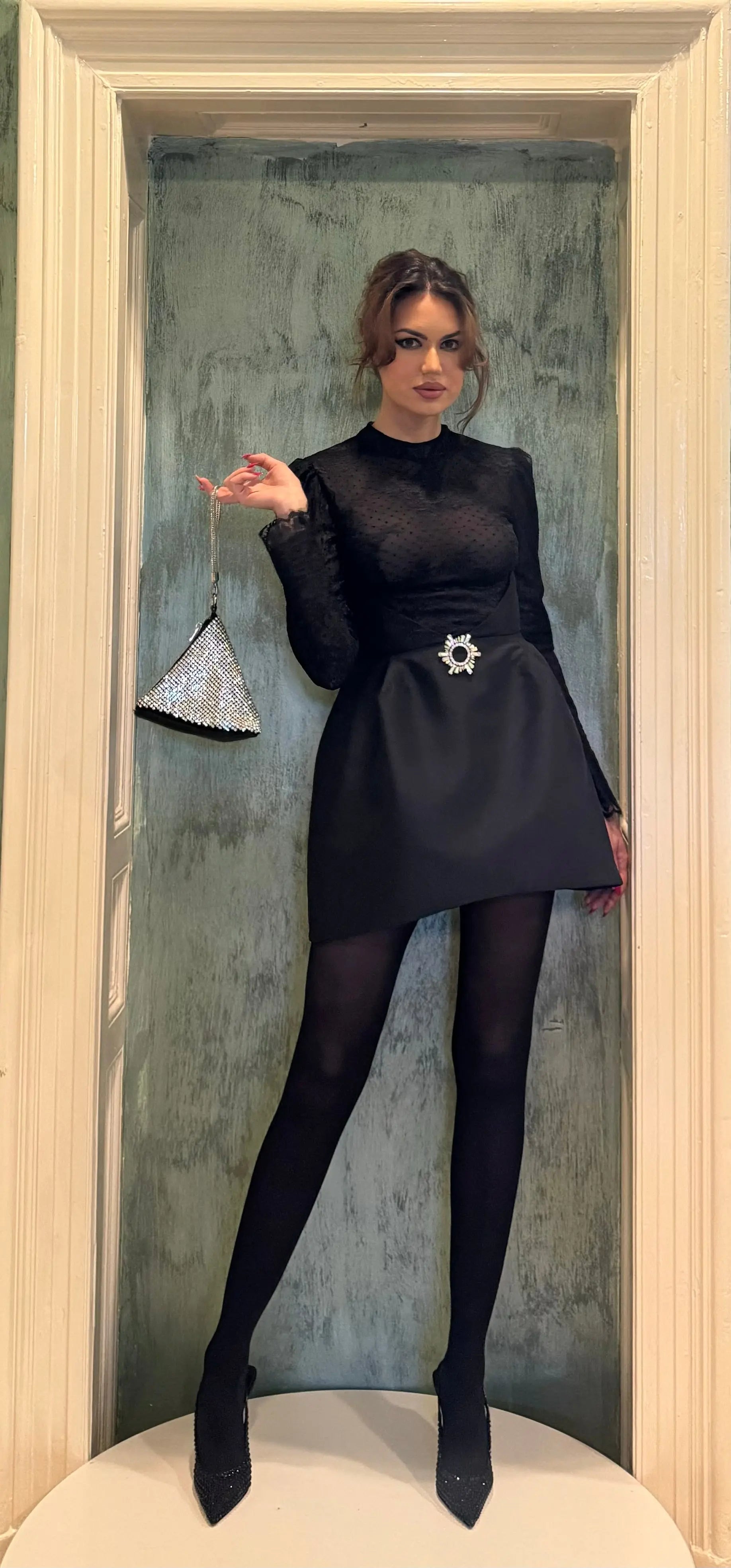 Rochie mini cu dantela Chantily Araftu Couture