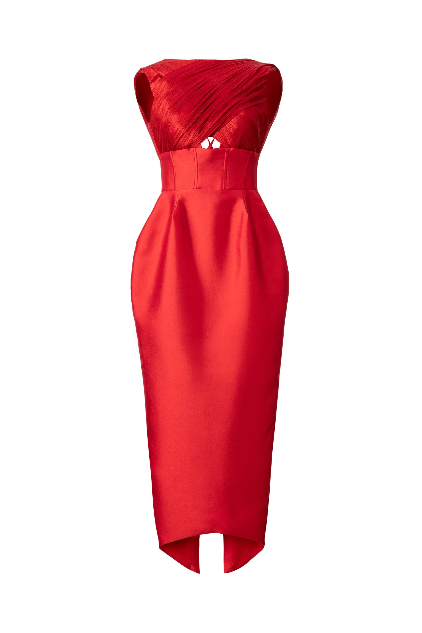 DRAPED TOP BALOON MIDI DRESS Araftu Couture