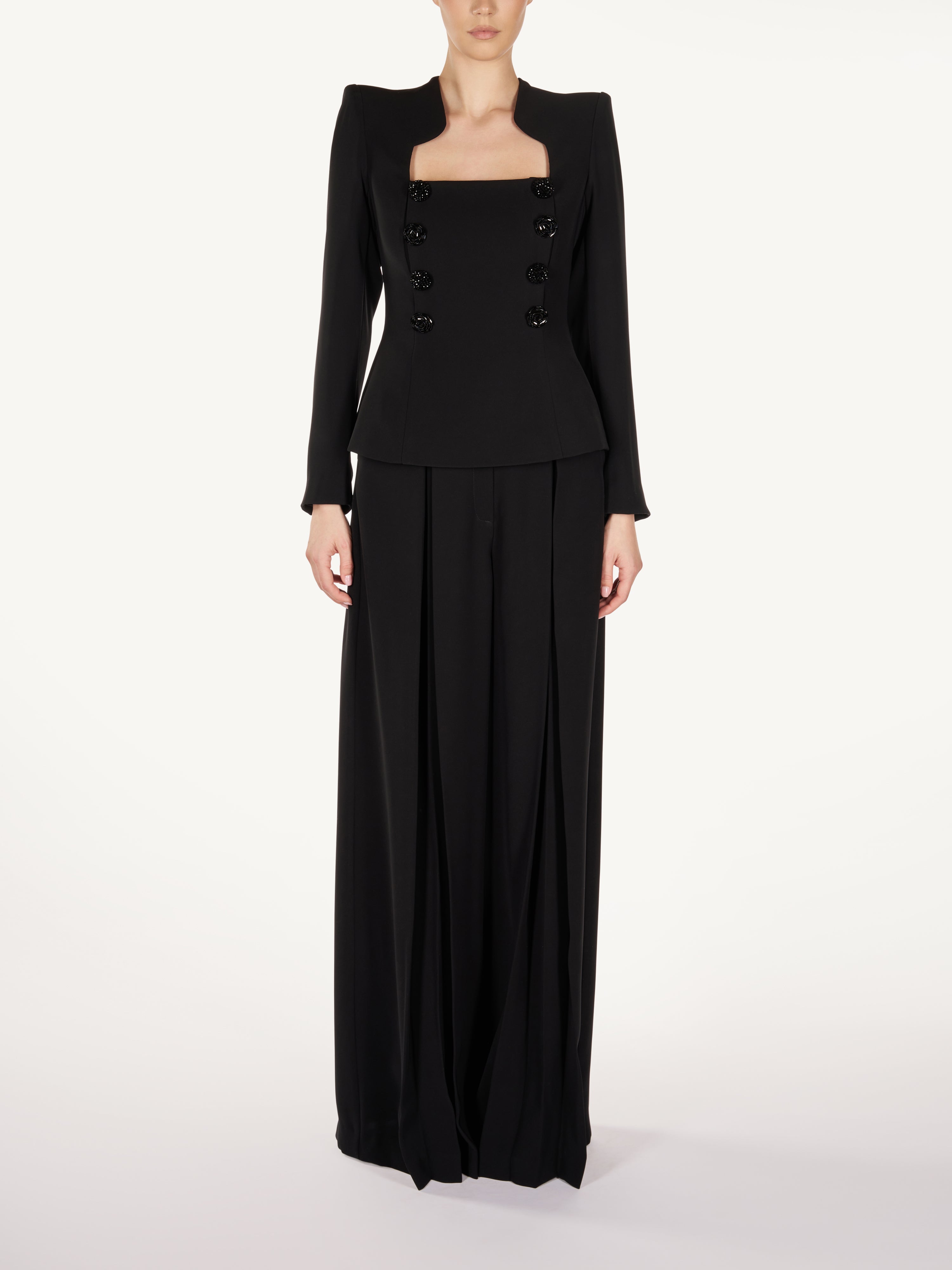 FITTED JACKET WITH EXTRA WIDE PANTS Araftu Couture