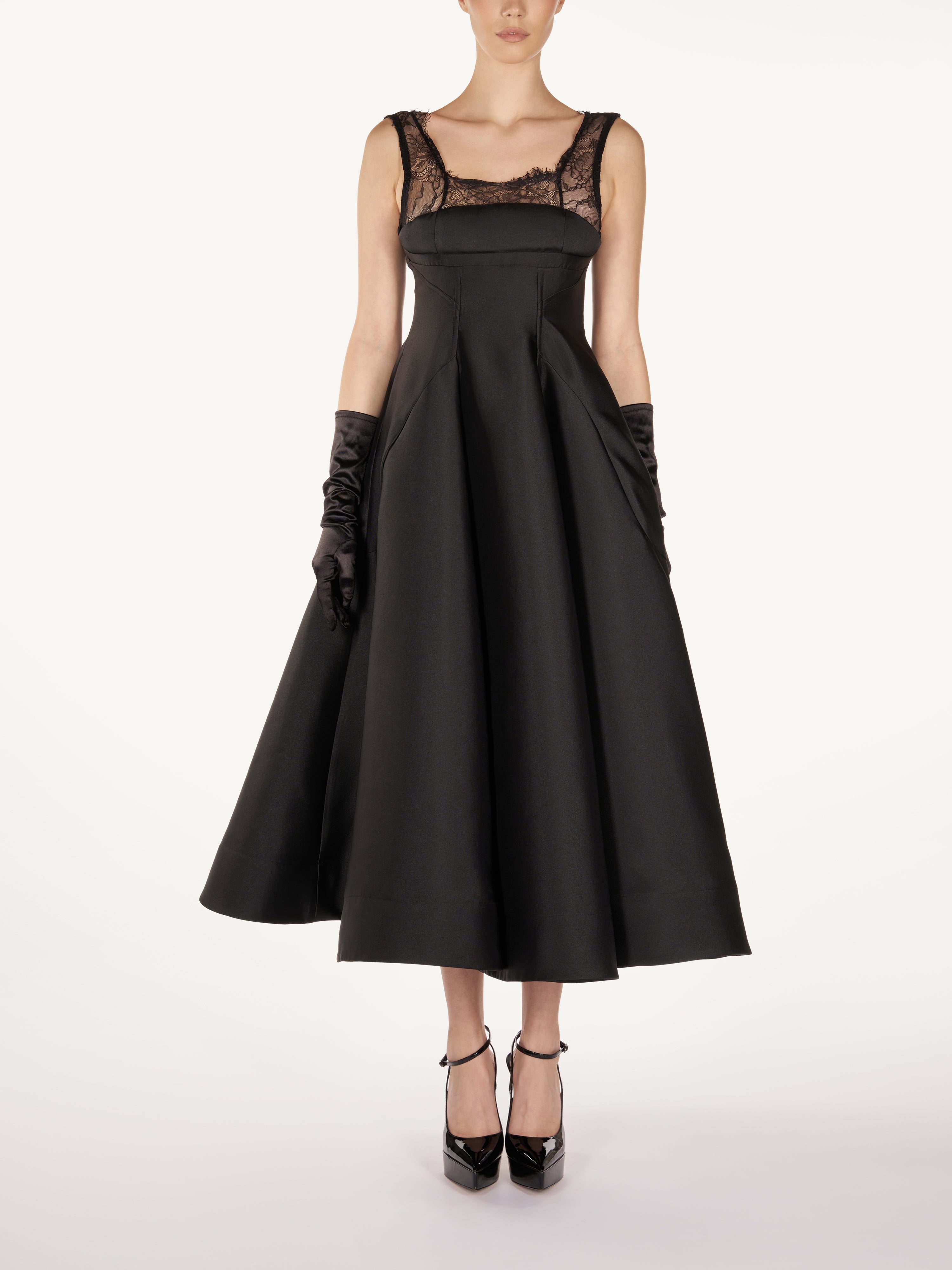 RETRO MIDI DRESS WITH LACE STRAPS Araftu Couture