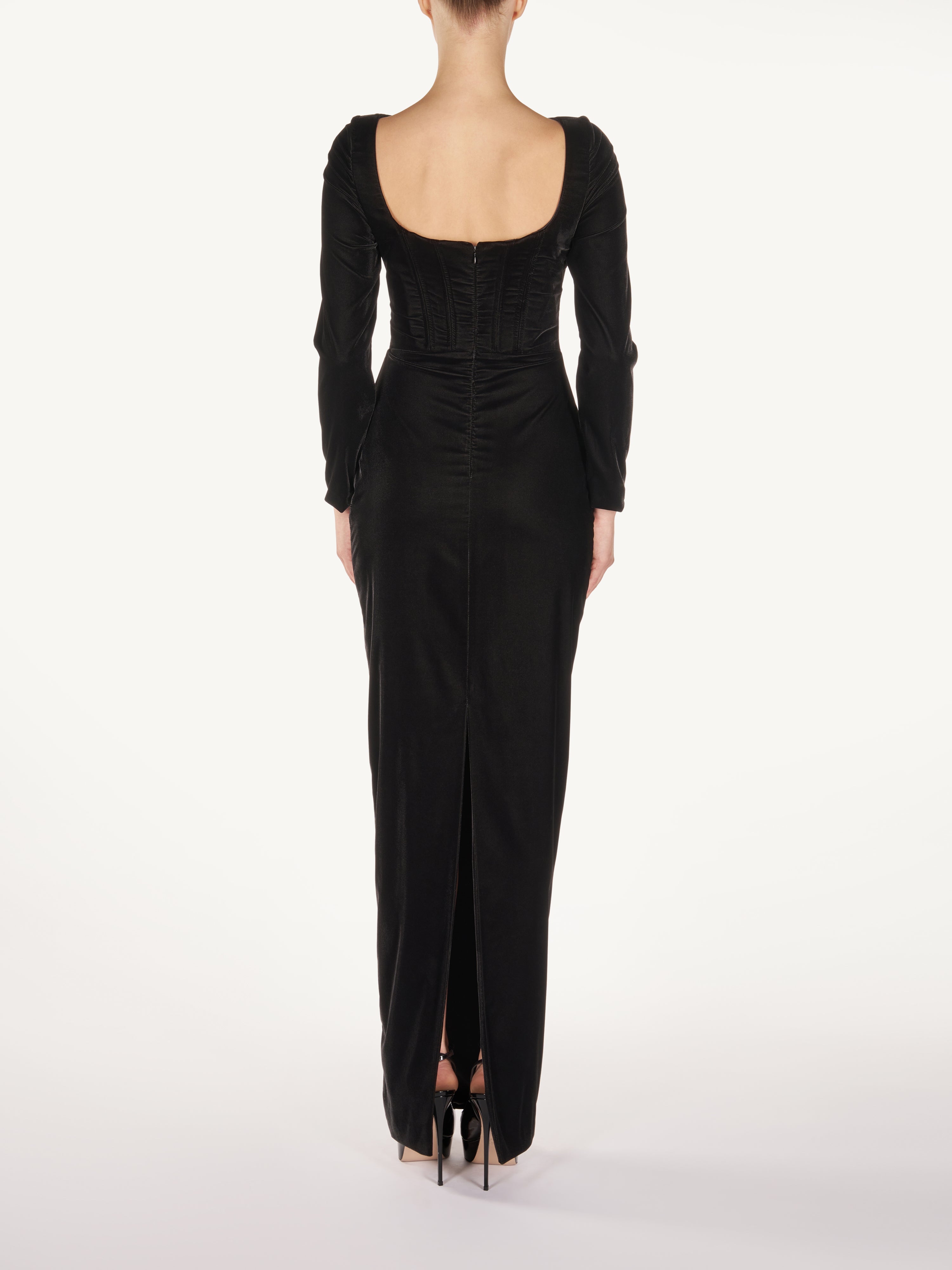 VELVET GOWN WITH CORSET DETAIL Araftu Couture