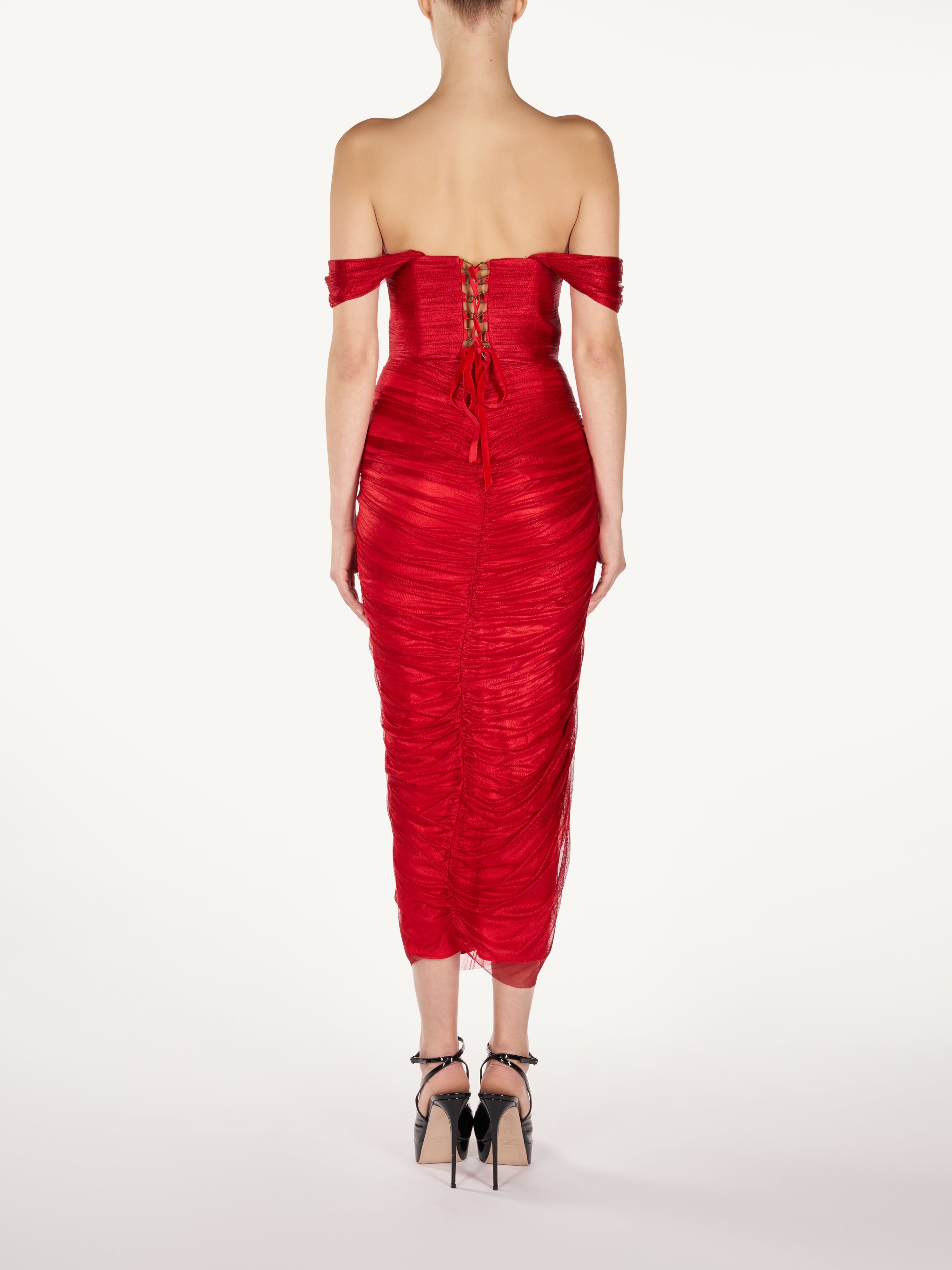 DRAPED SILK TULLE EVENING DRESS Araftu Couture