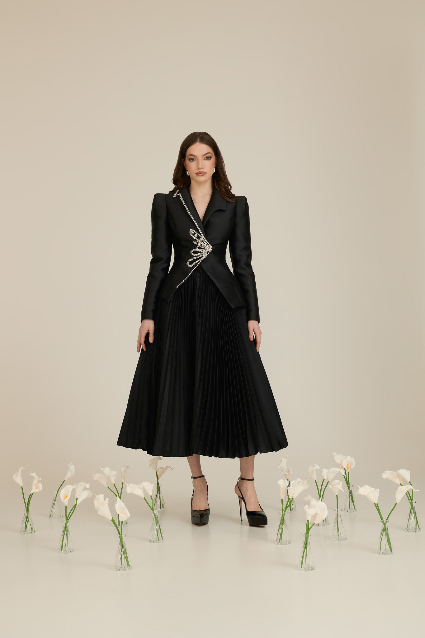 Suit with A-Line Skirt in Taffeta