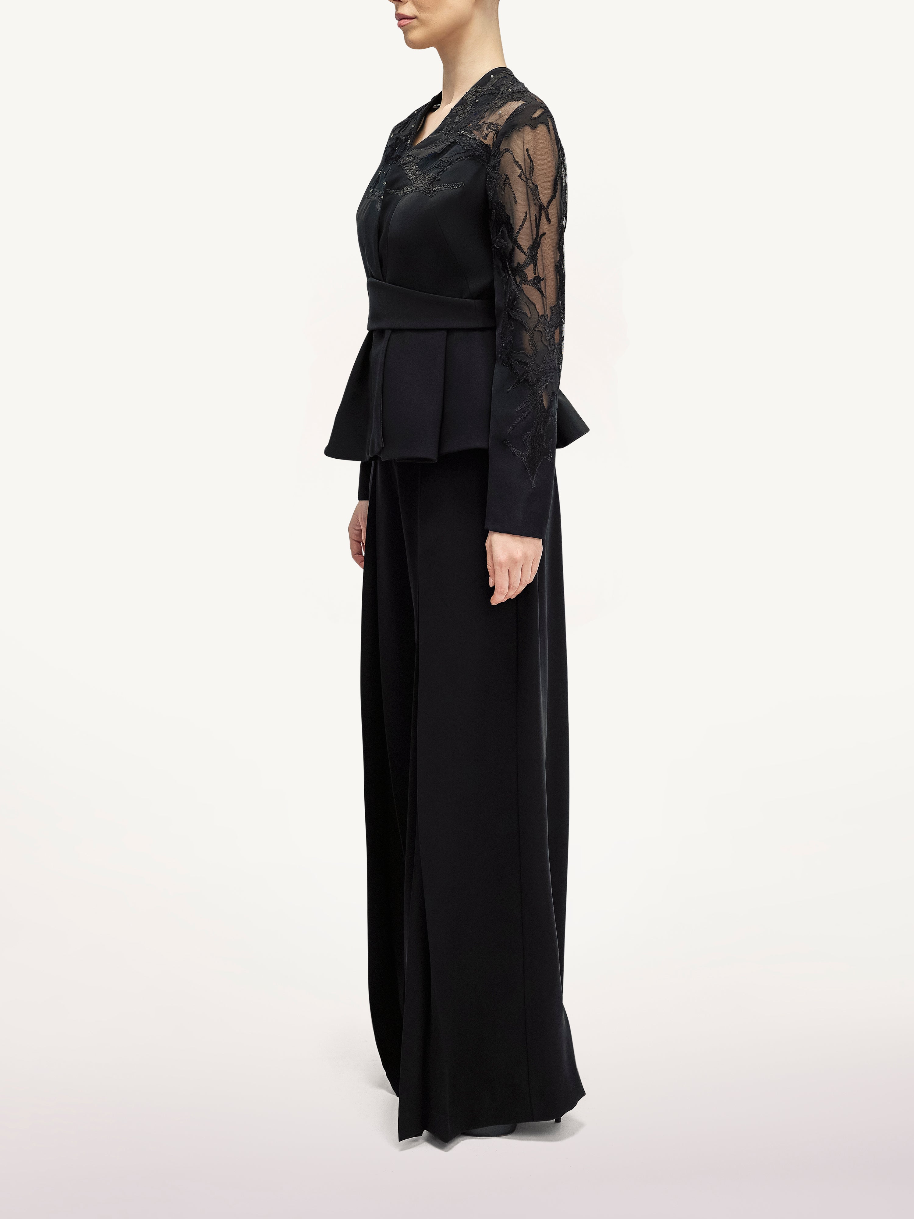 Costum cu Pantalon Palazzo si Sacou Petrecut  Araftu Couture