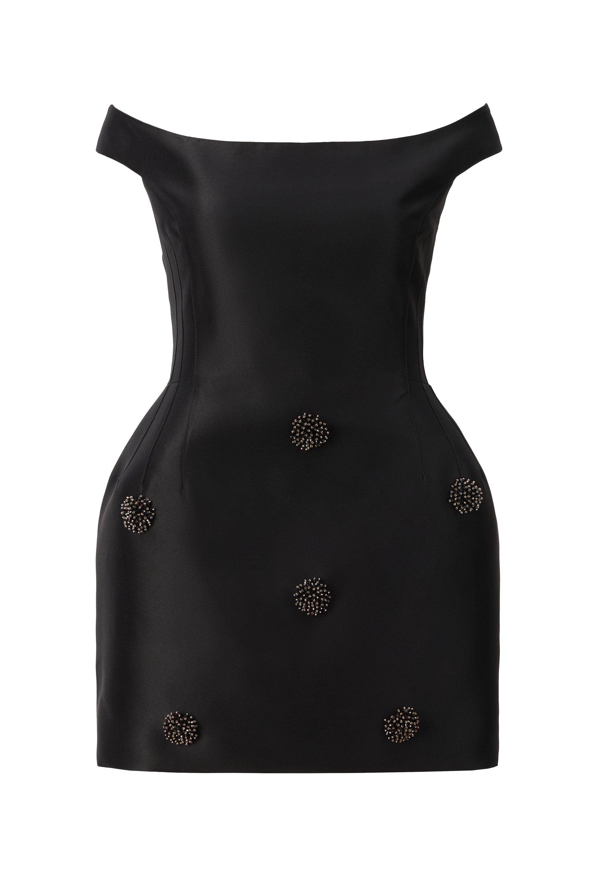 OFF SHOLDER MINI DRESS WITH BEADS  Araftu Couture