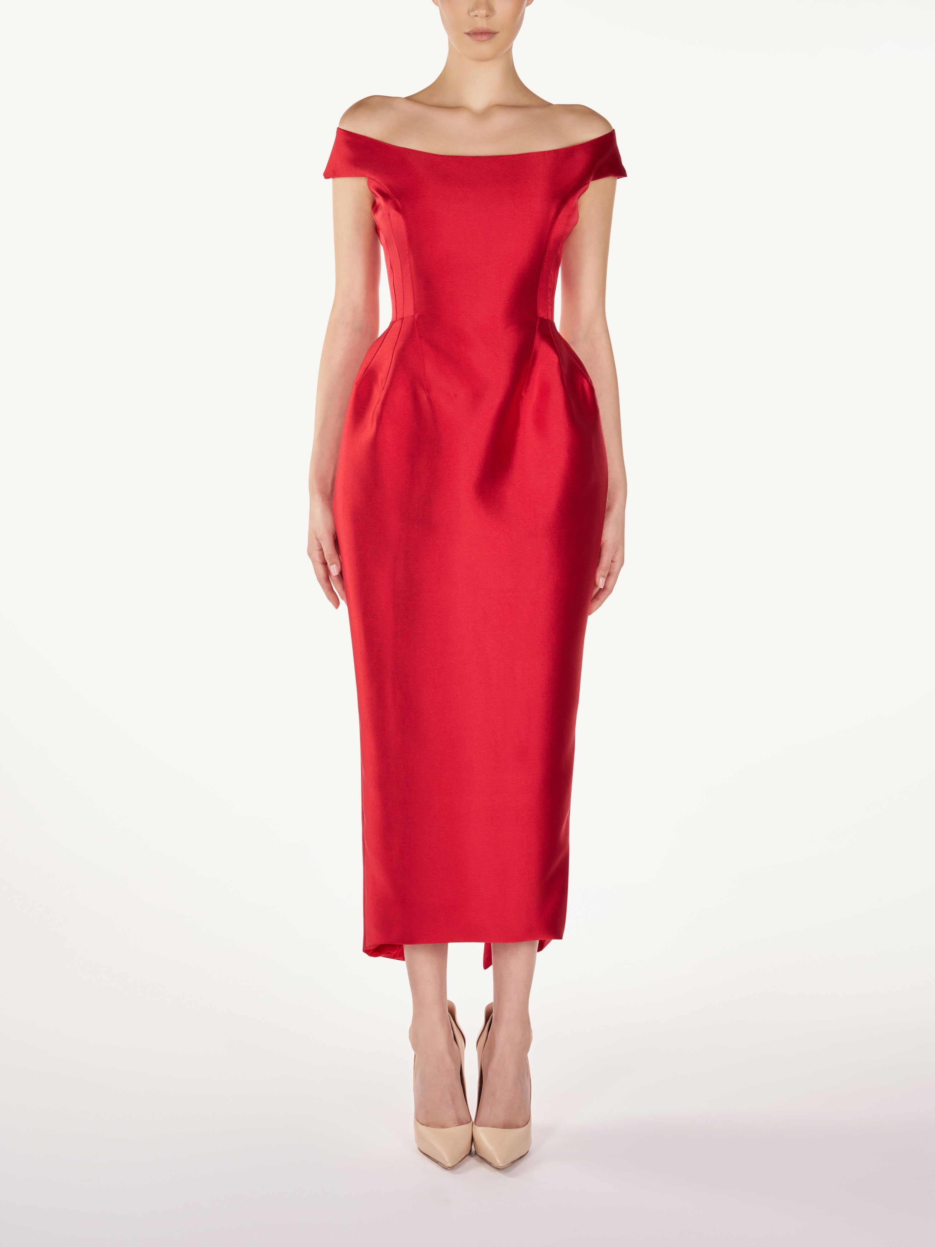 OFF SHOLDER MIDI DRESS  Araftu Couture