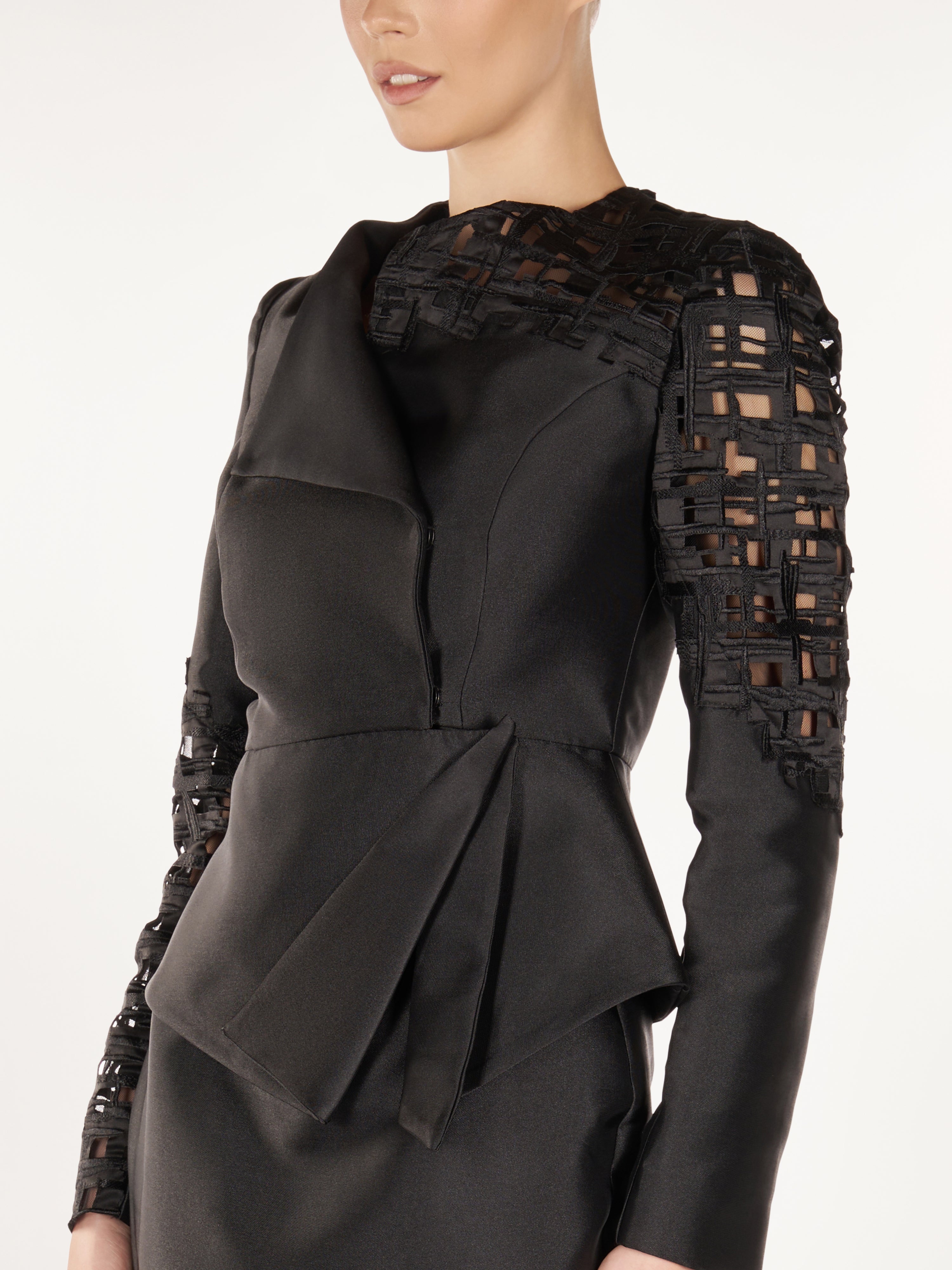 LASER CUT TAFETTA BLACK SUIT  Araftu Couture