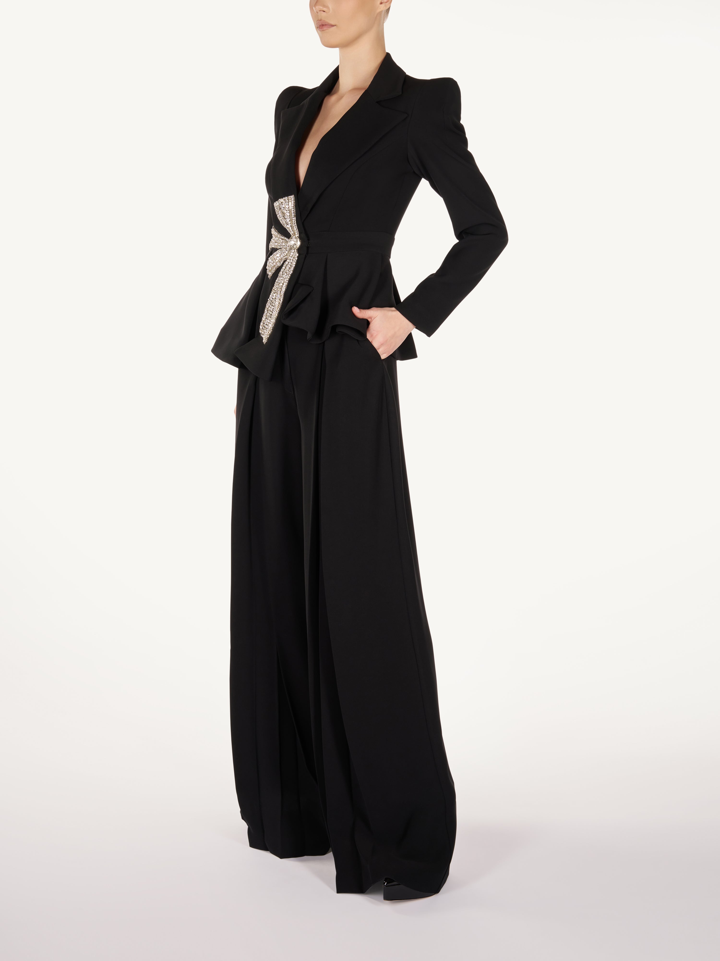 PEPLUM BLAIZER WITH BOW APLLIQUE  Araftu Couture