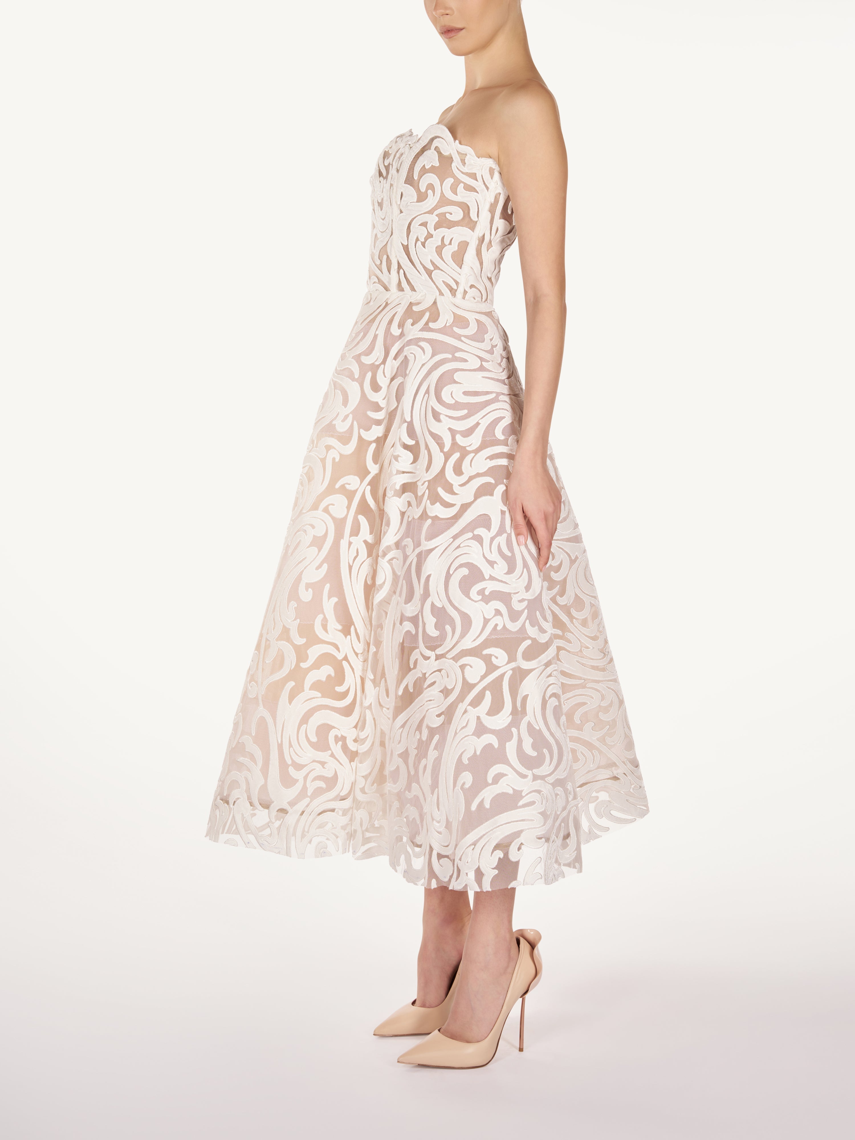 LASER CUT VELVET MIDI DRESS  Araftu Couture