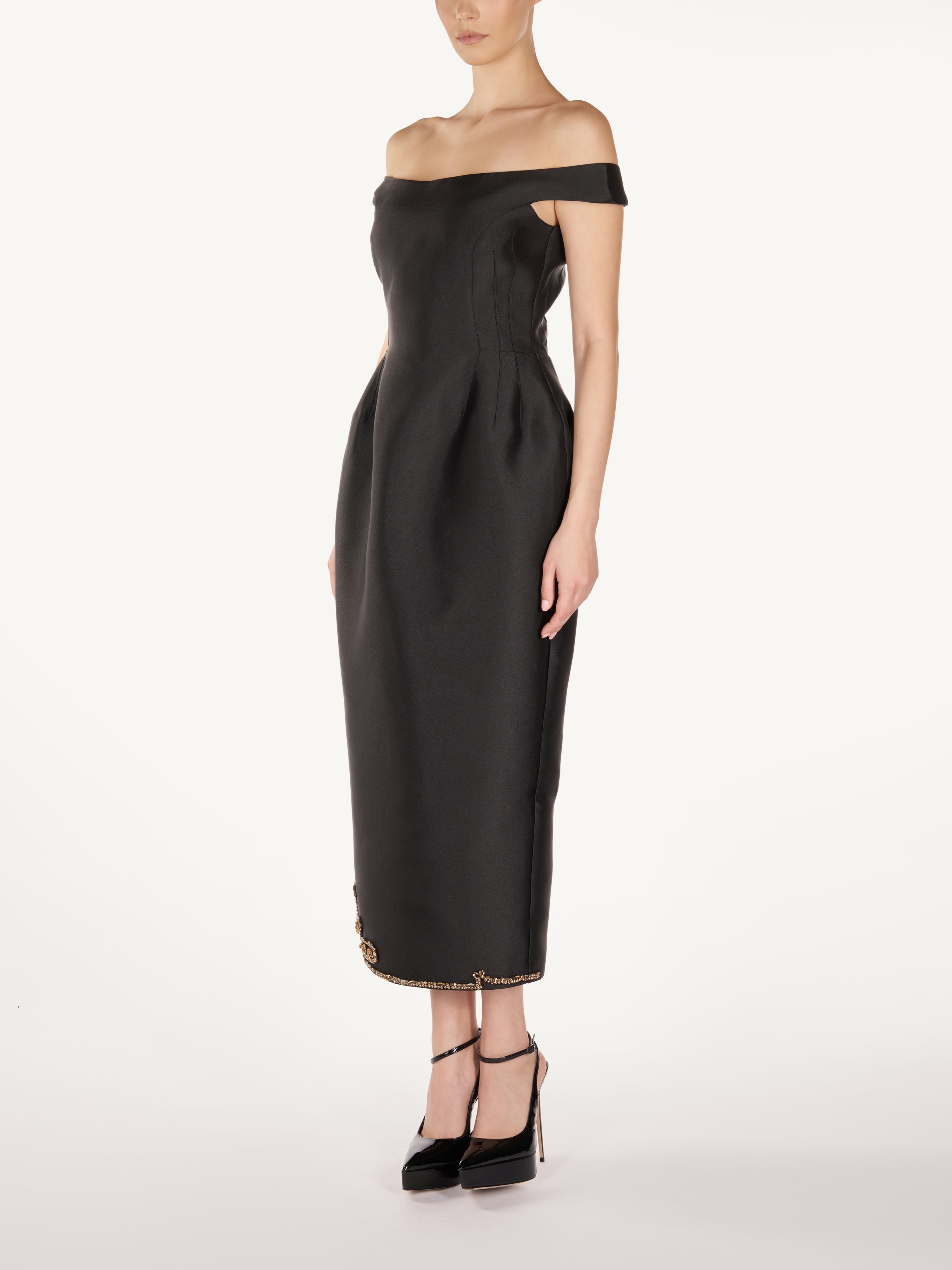 OFF SHOLDER MIDI DRESS WITH BEADS  Araftu Couture