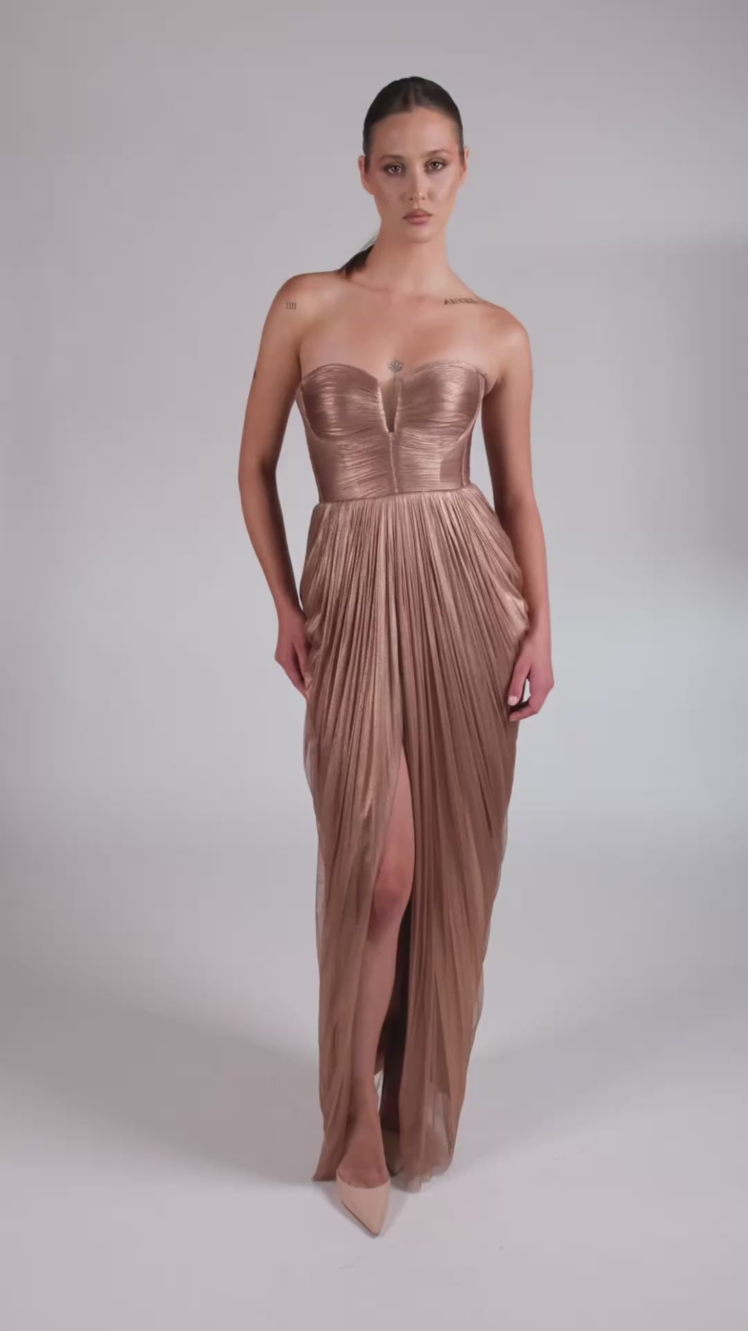 Silk tulle midi dress